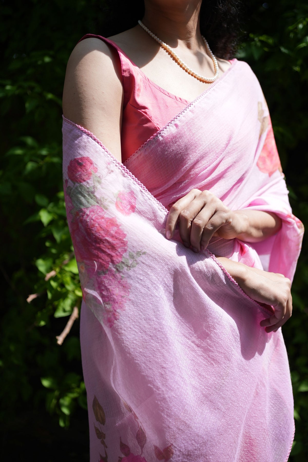 Juhi Elegant Floral Pink Saree