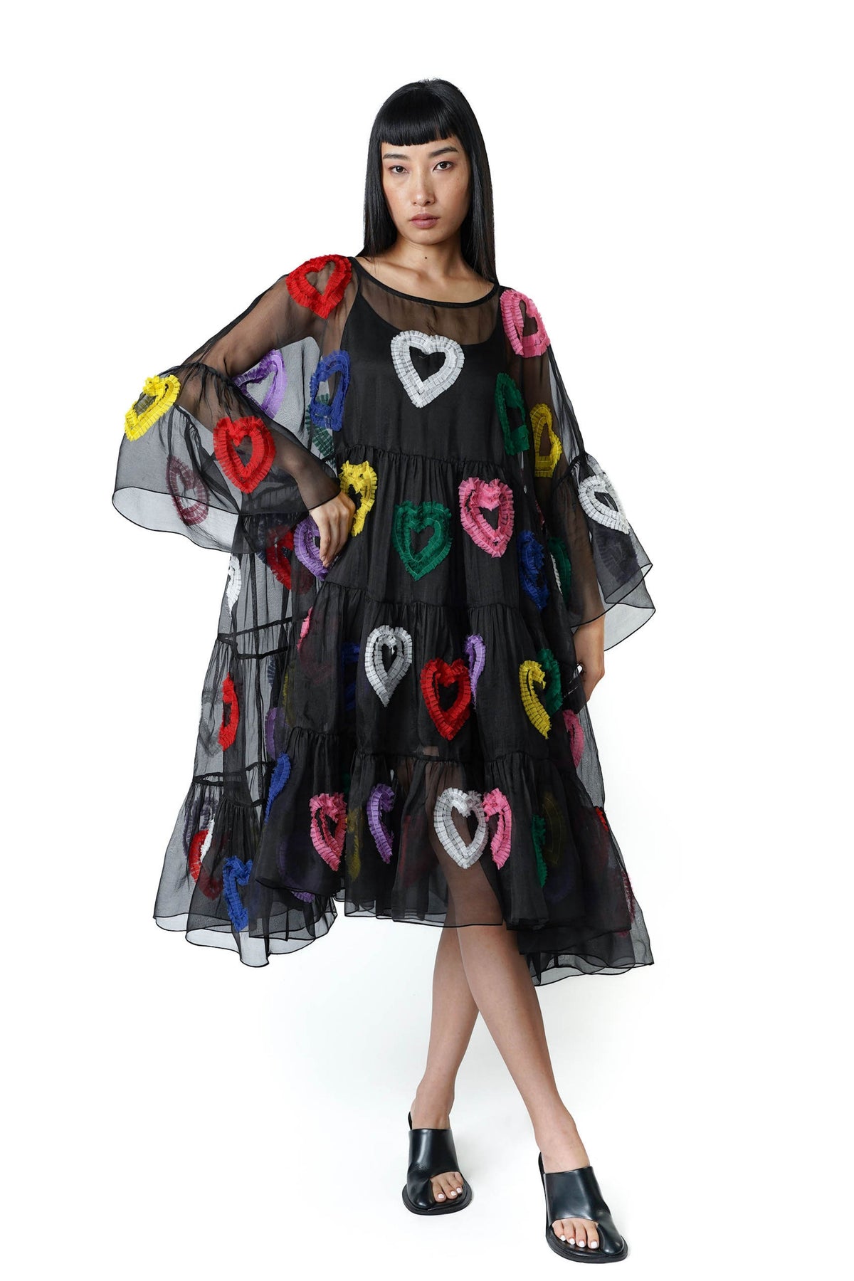 All Hearts Organza Tier Black Dress