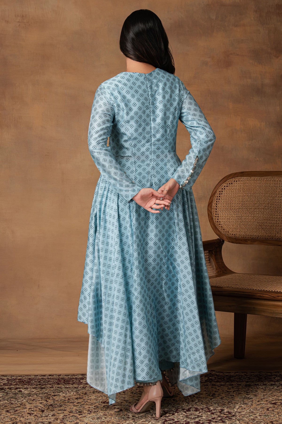 Powder Blue Asymmetric Kurta Set