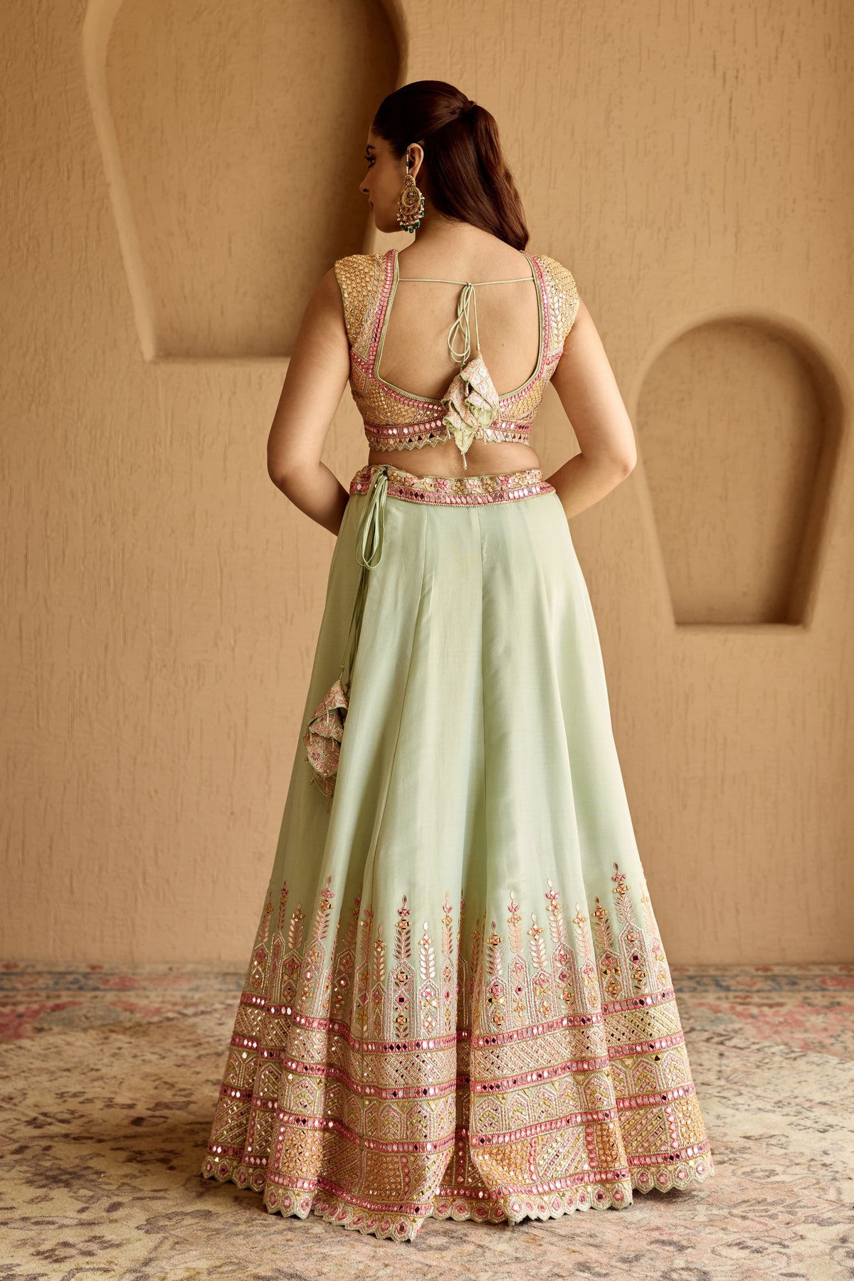 Mint Green Tissue Lehenga Set
