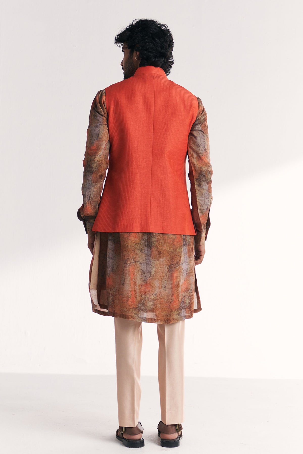 Chandan Tangerine Nehru Jacket Set