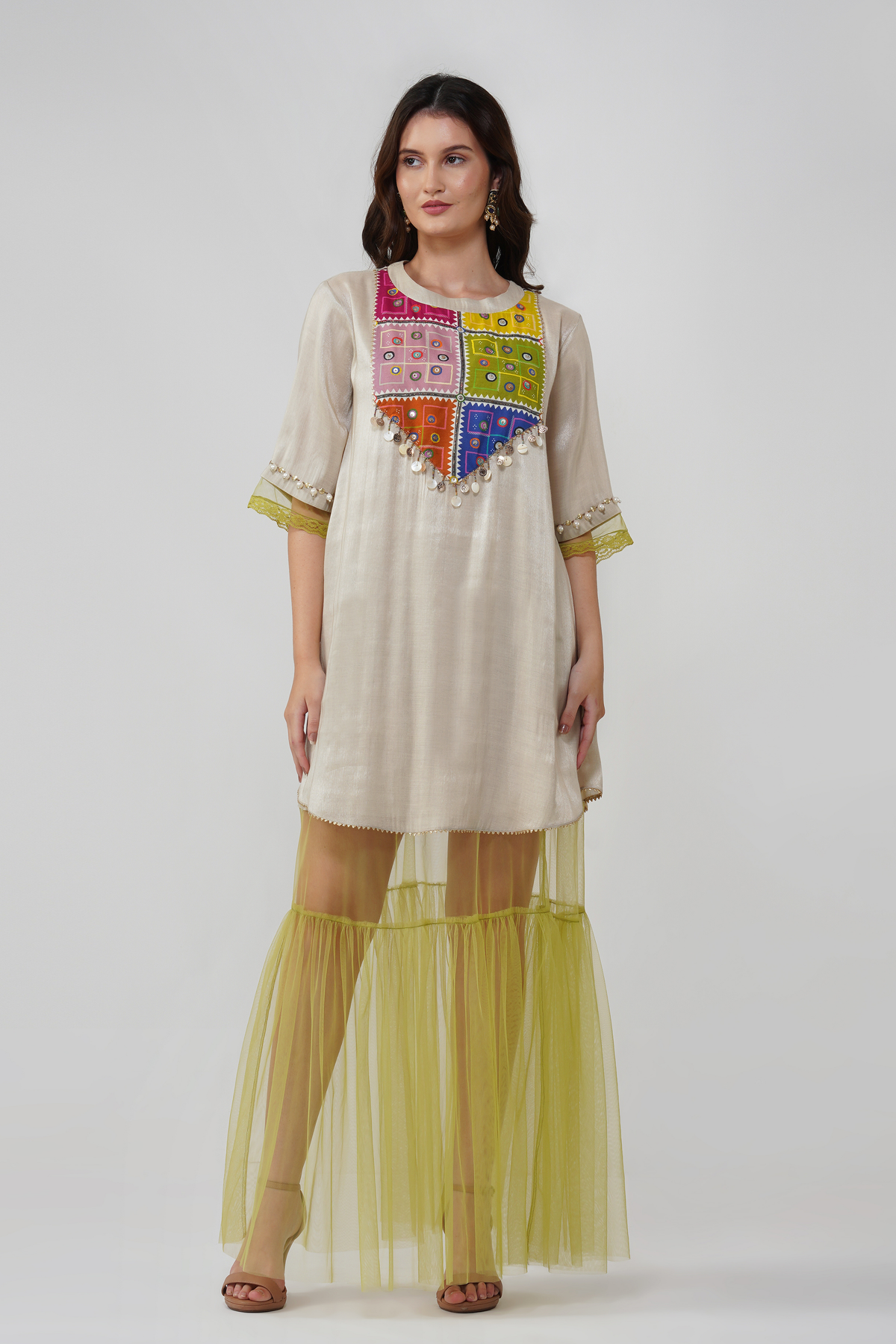 Mirrorwork Printed Maxi Dress