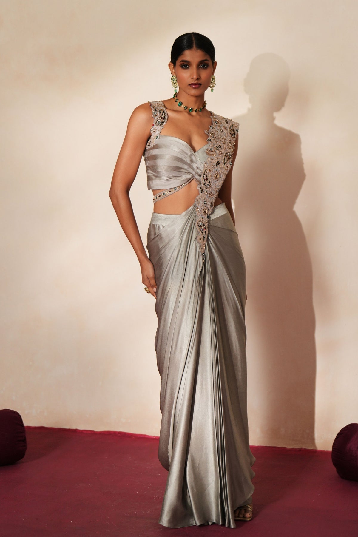 Raja Noor Pre Draped Saree Set