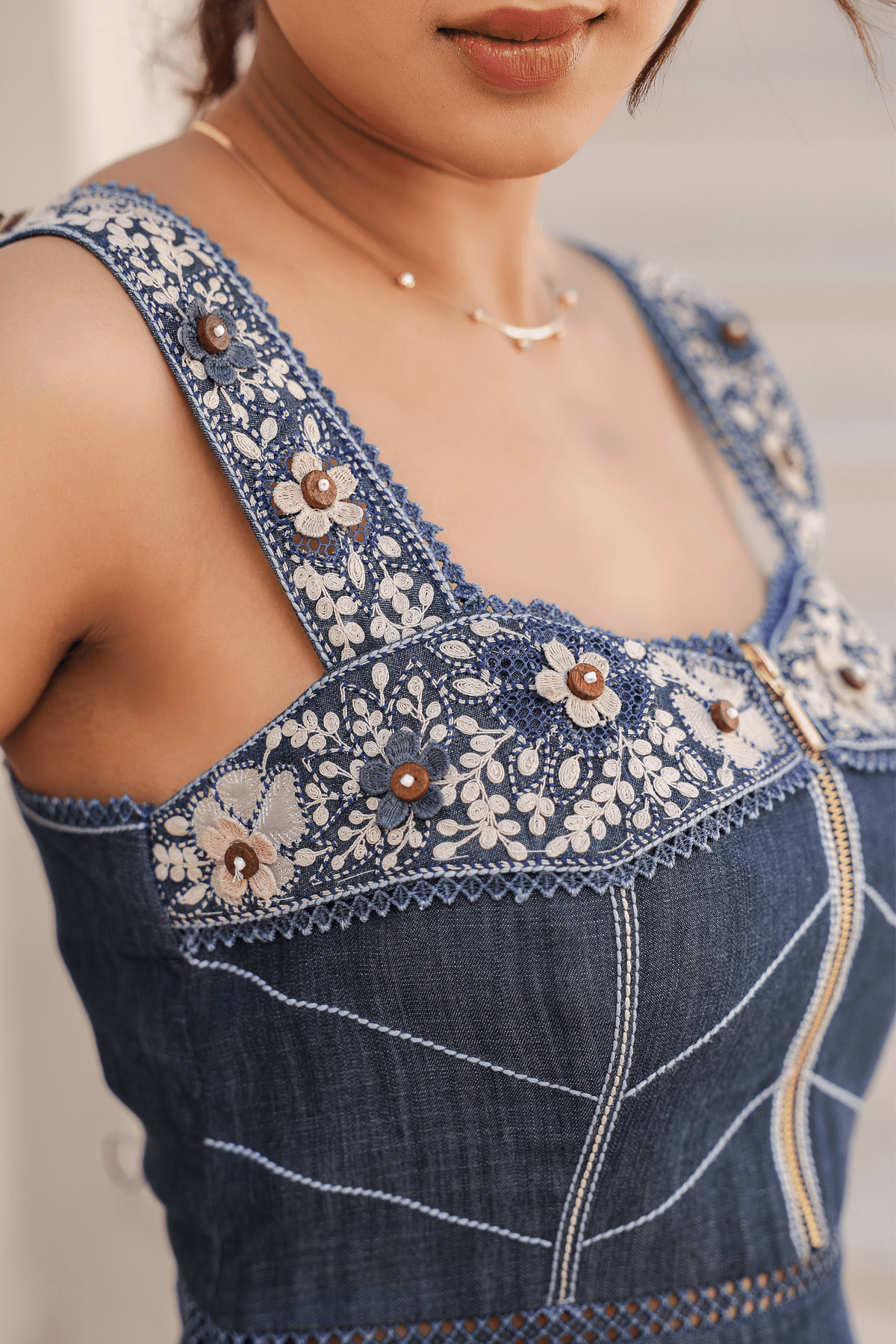 Azure Corset Dress in Dark Blue