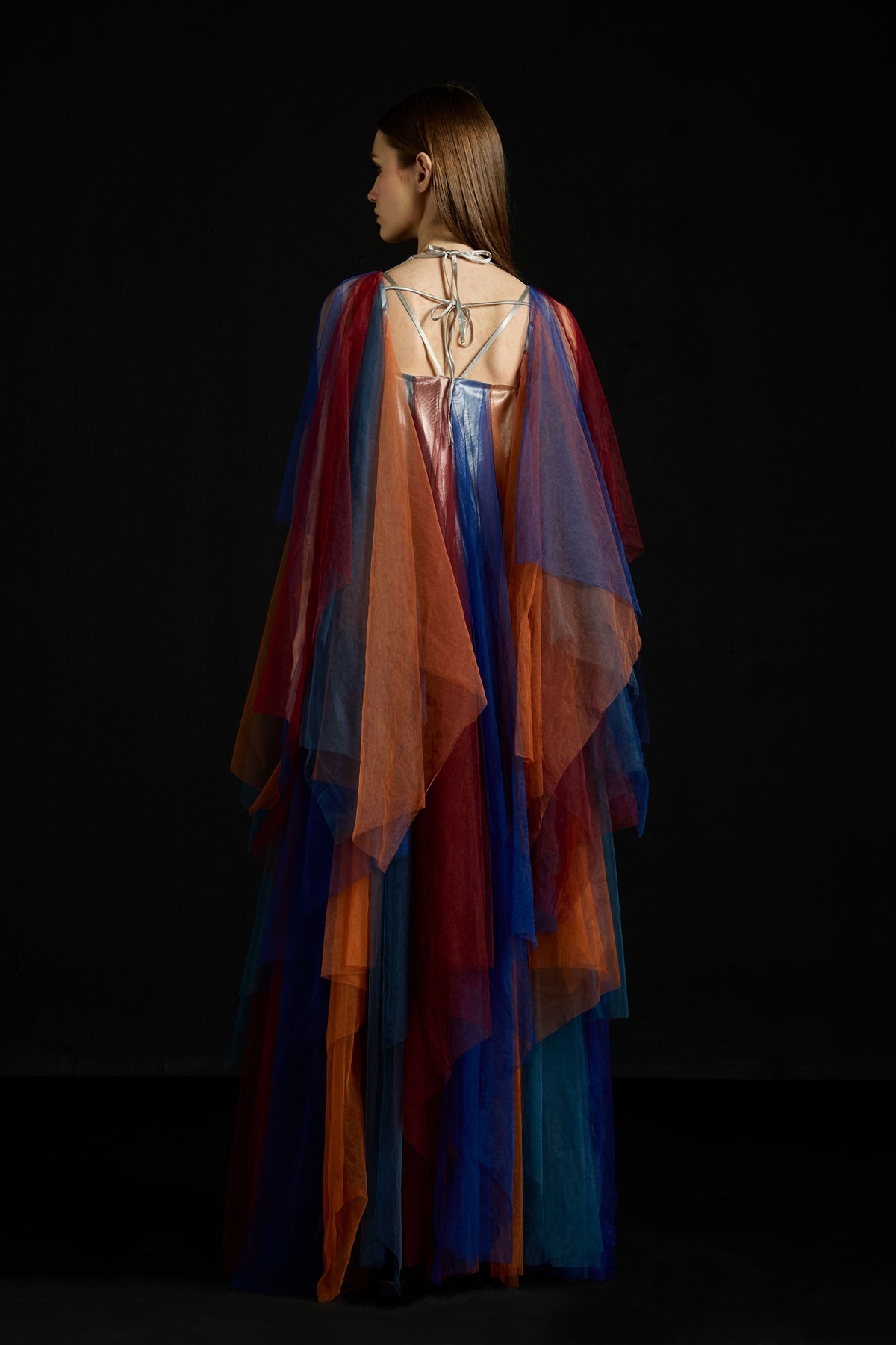 Multicolor Tulle Fall-Panelled Dress