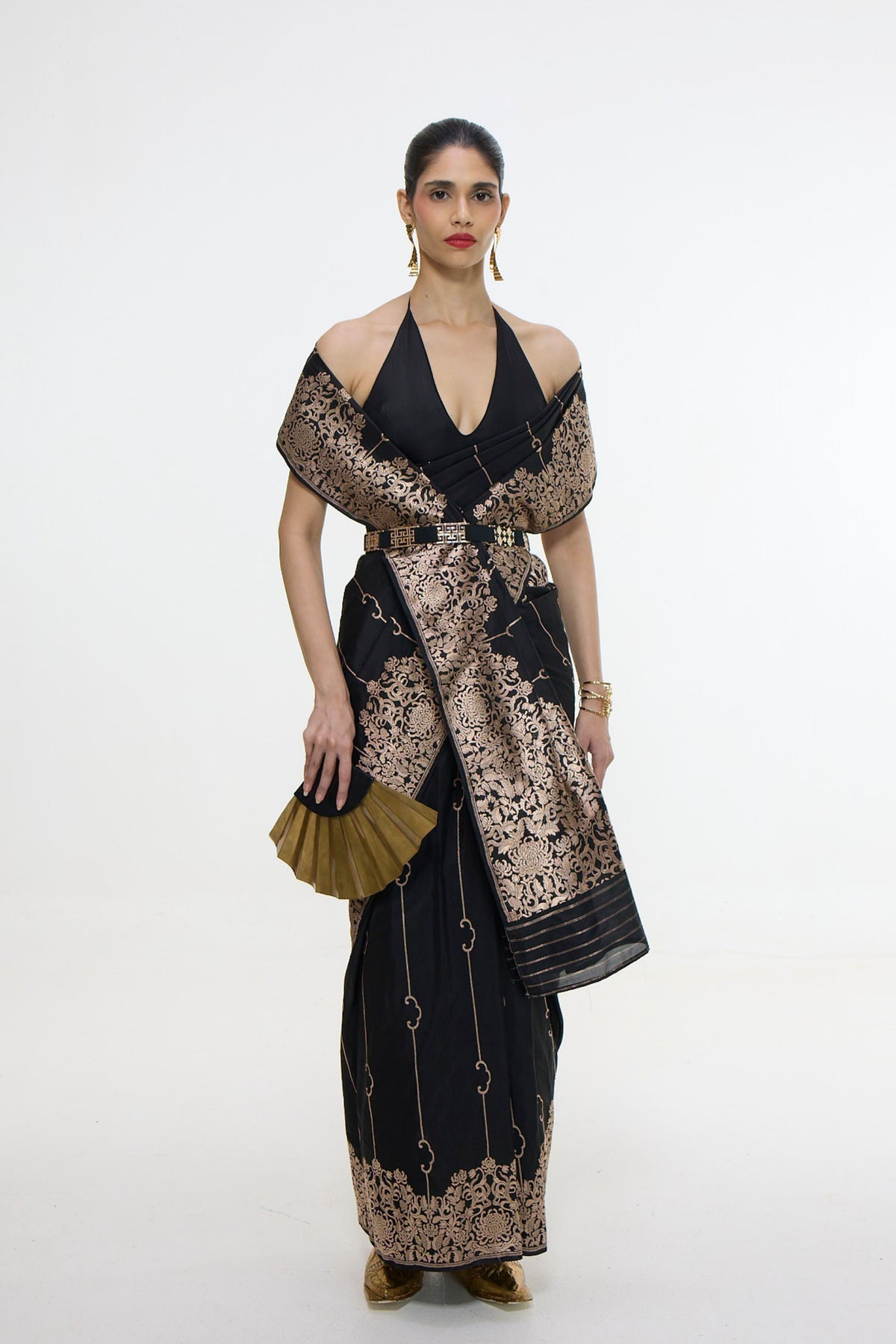 Black Mashroo Silk Saree