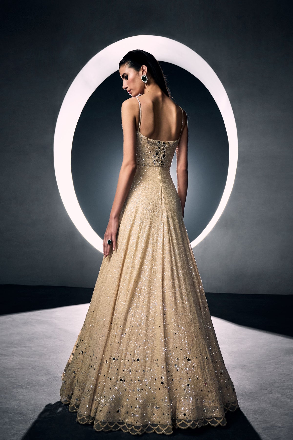 Beige Sequins Gown