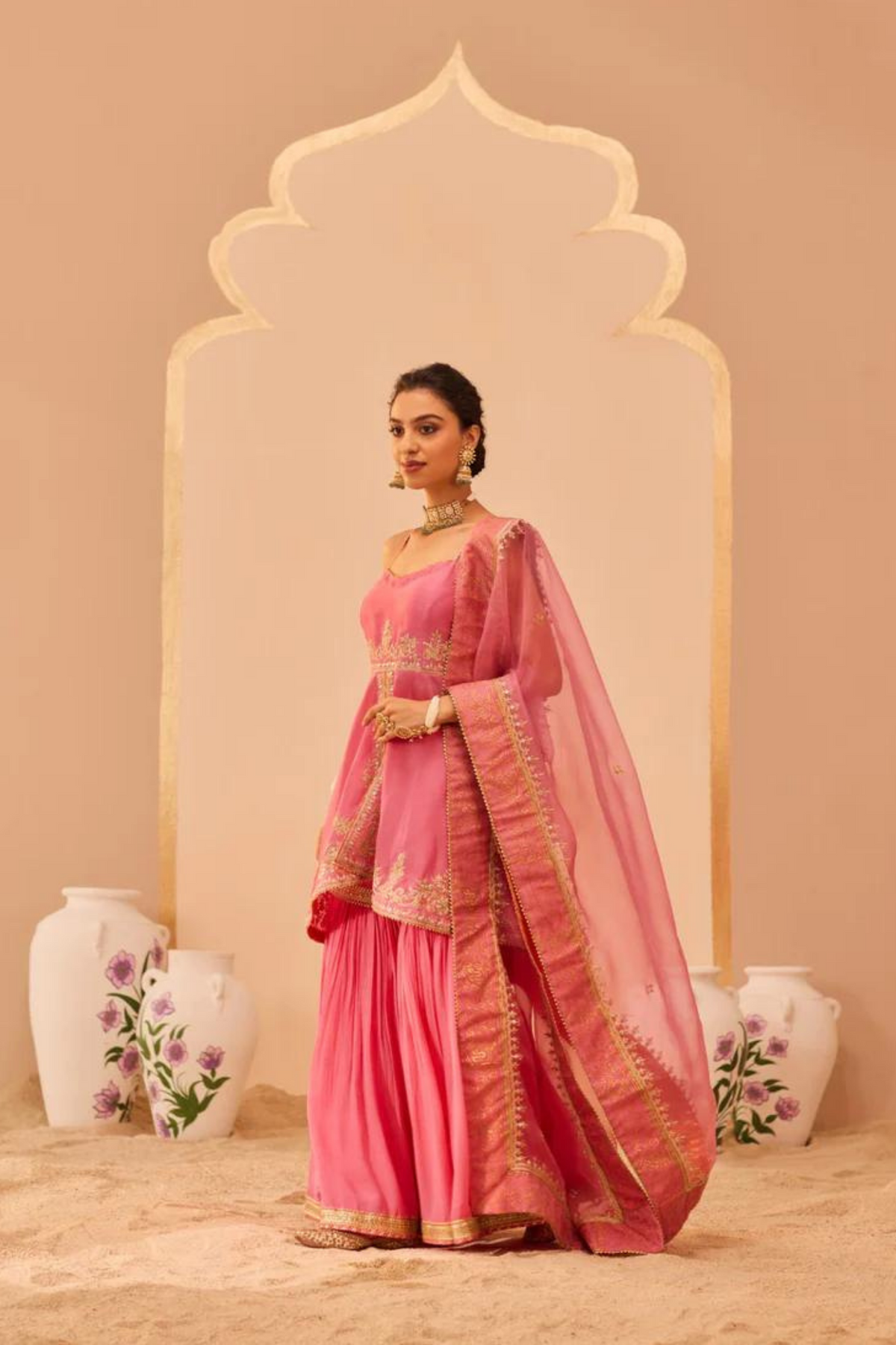 Tahira Pink Sharara Set