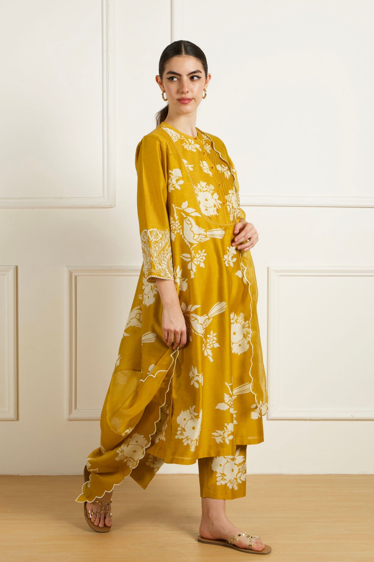 Ochre Print Kurta Set