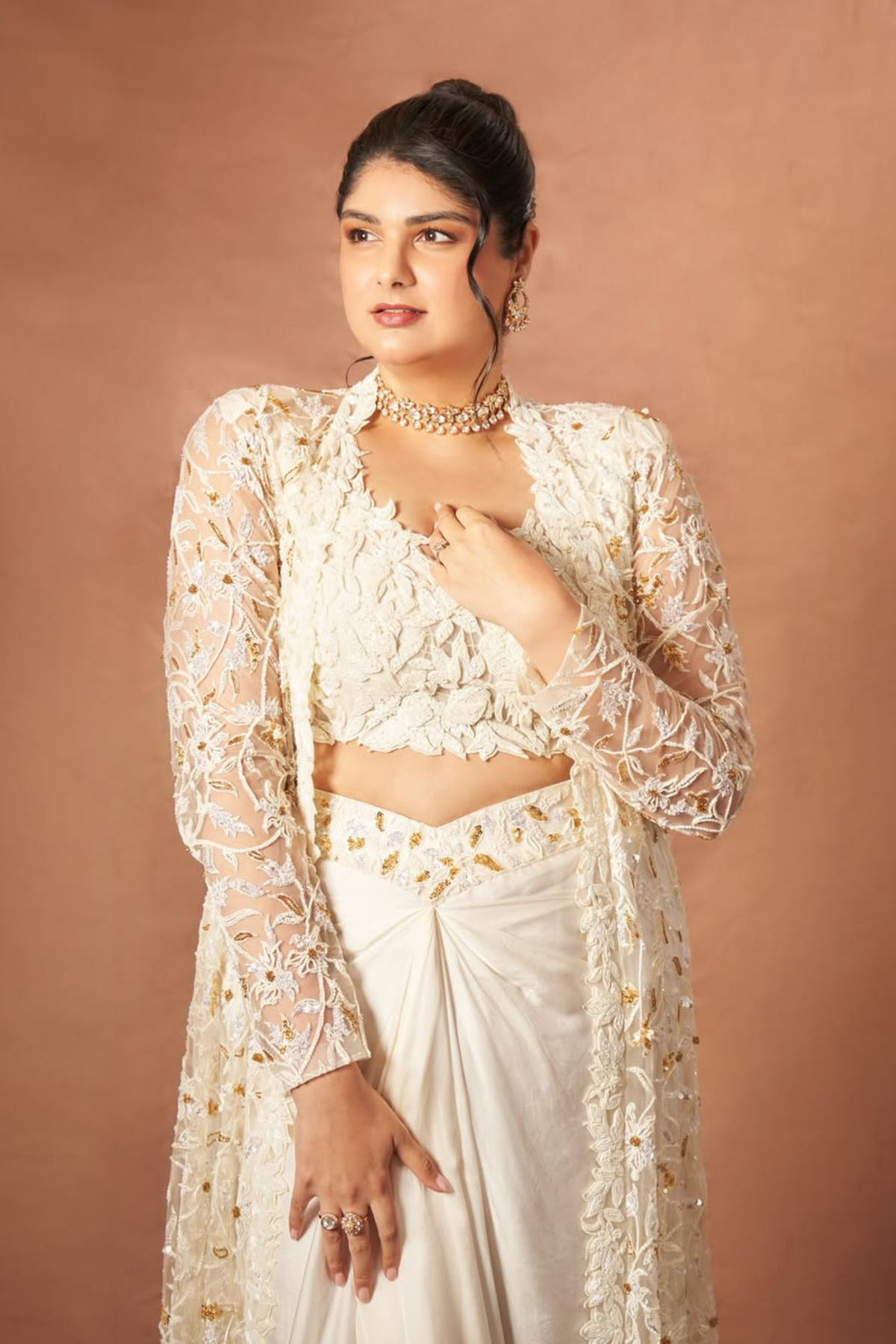 Anshula Kapoor in Moon Indo Western Jacket Set