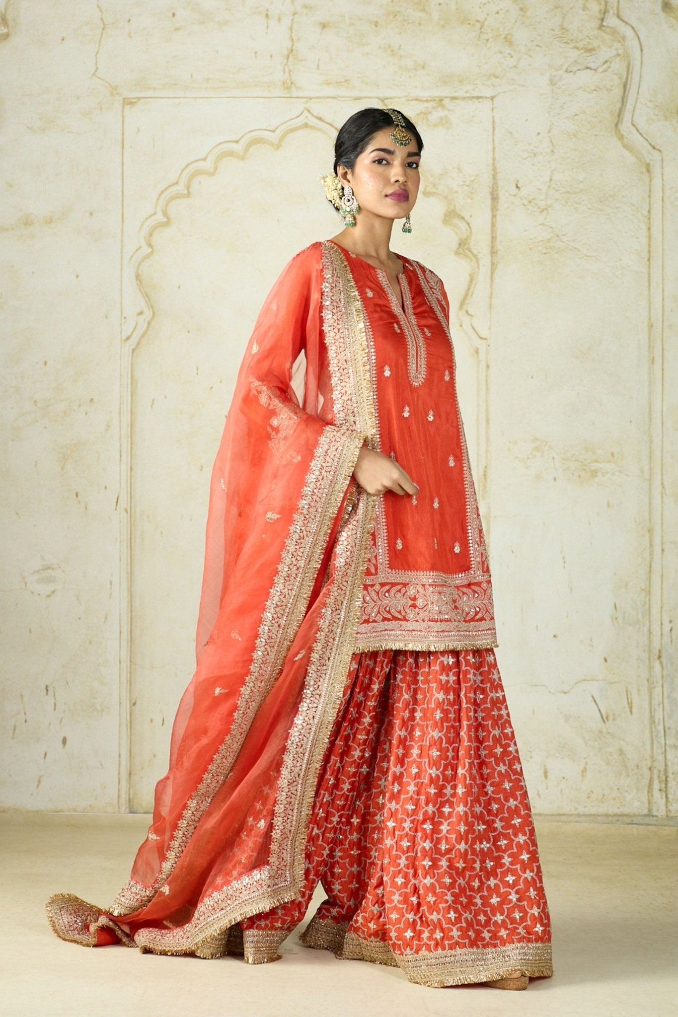 Orange Mumtaz Sharara Set - Gopi Vaid - Elahe