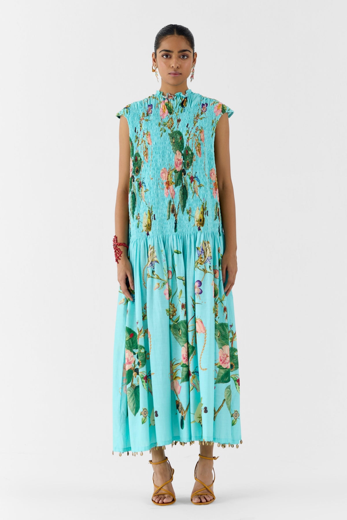 Blue Blossom Ruching Dress