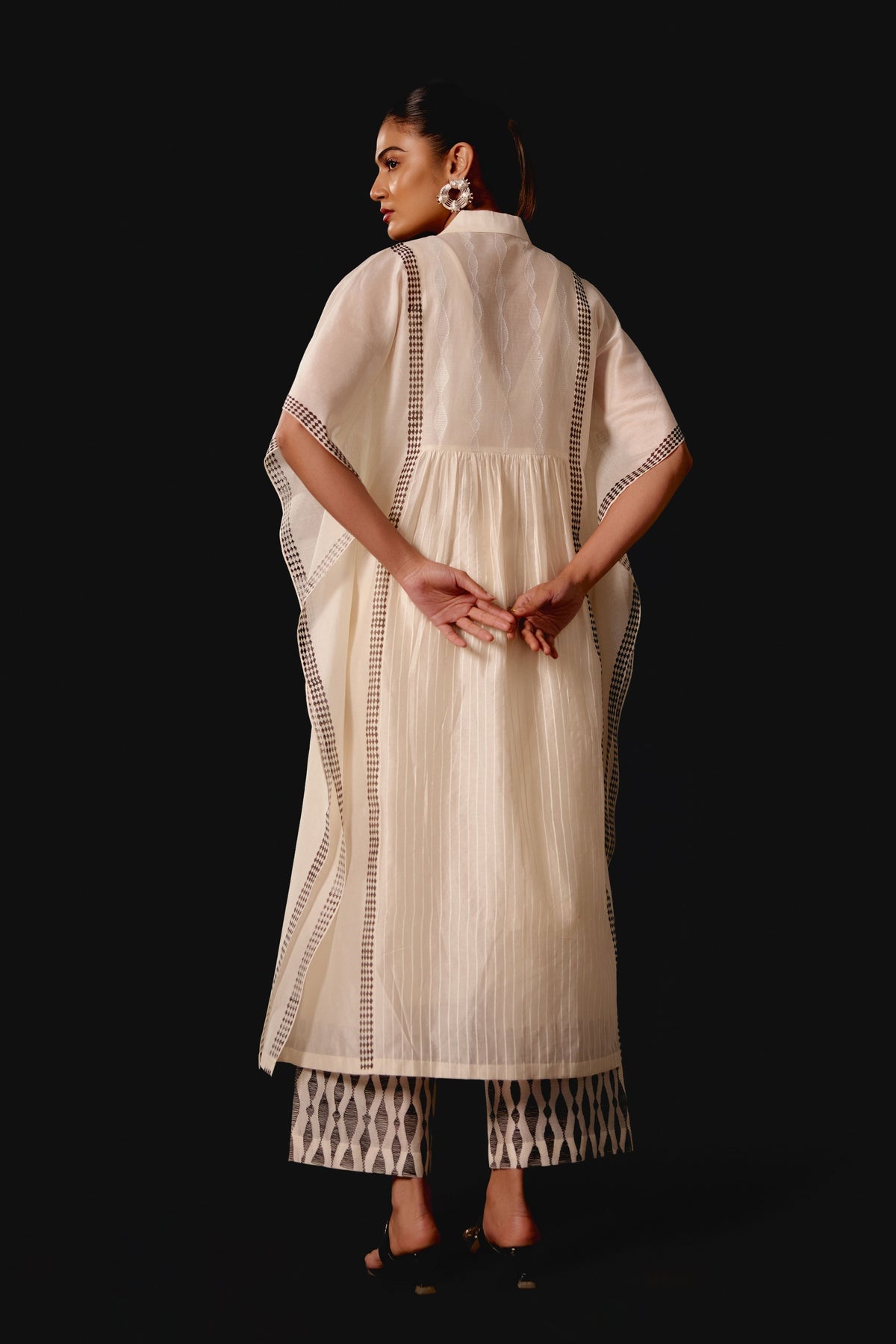 Ivory Silk Chanderi Kaftan Set