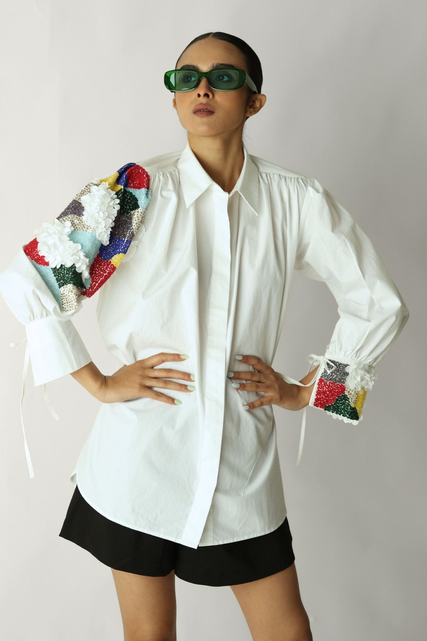 White Prism Sleeve Shirt - Studio Moda - Elahe