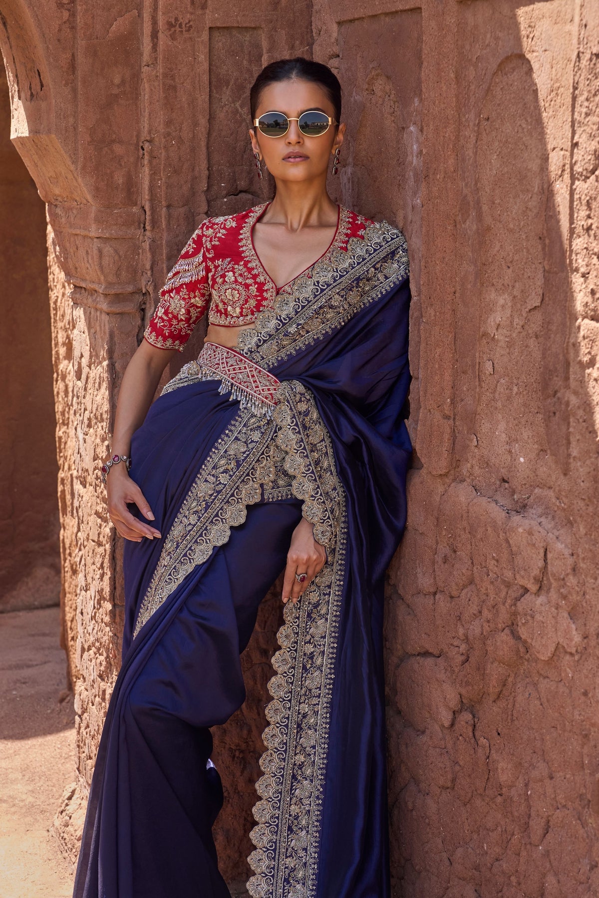 Purple Bridal Saree Set