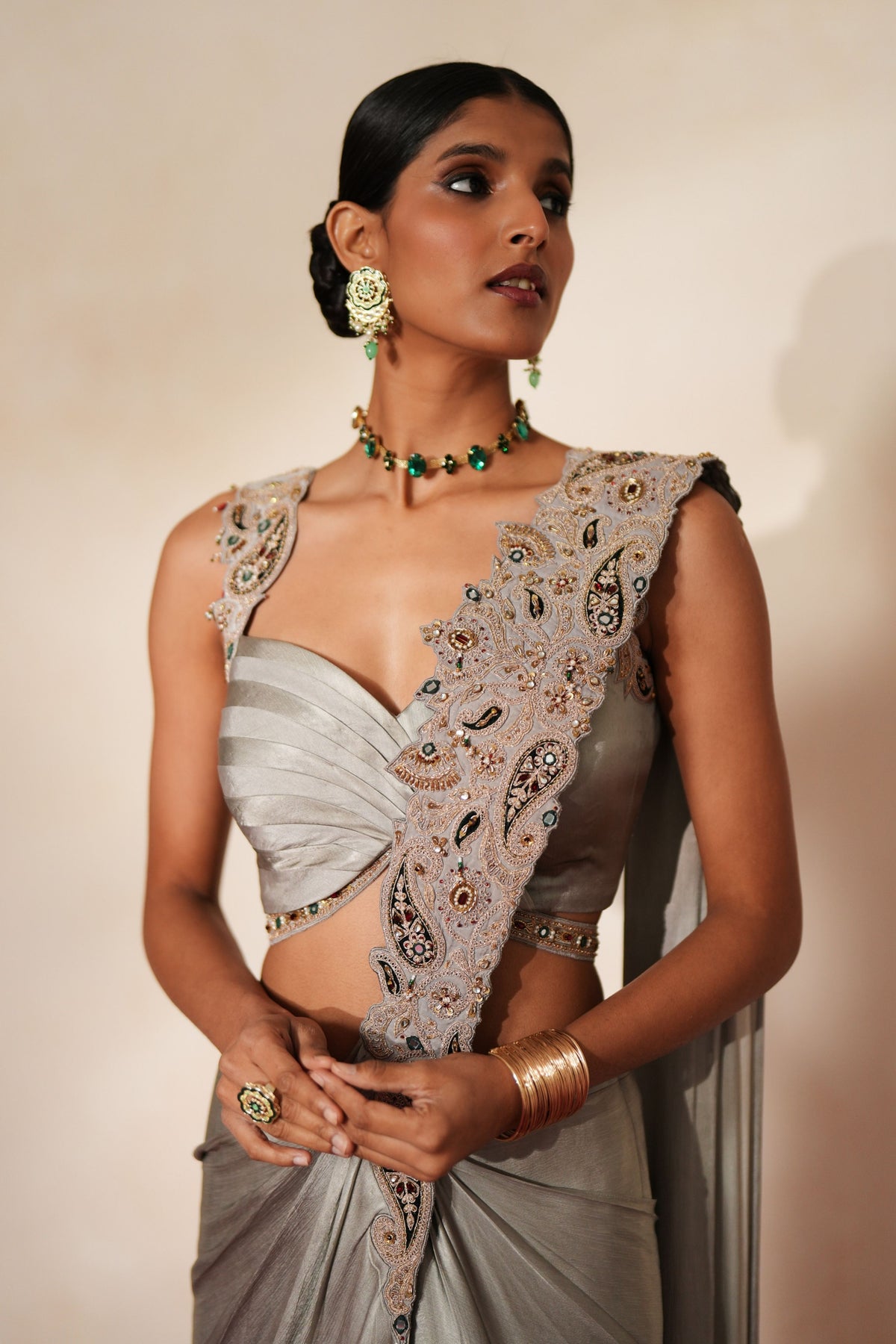 Raja Noor Pre Draped Saree Set