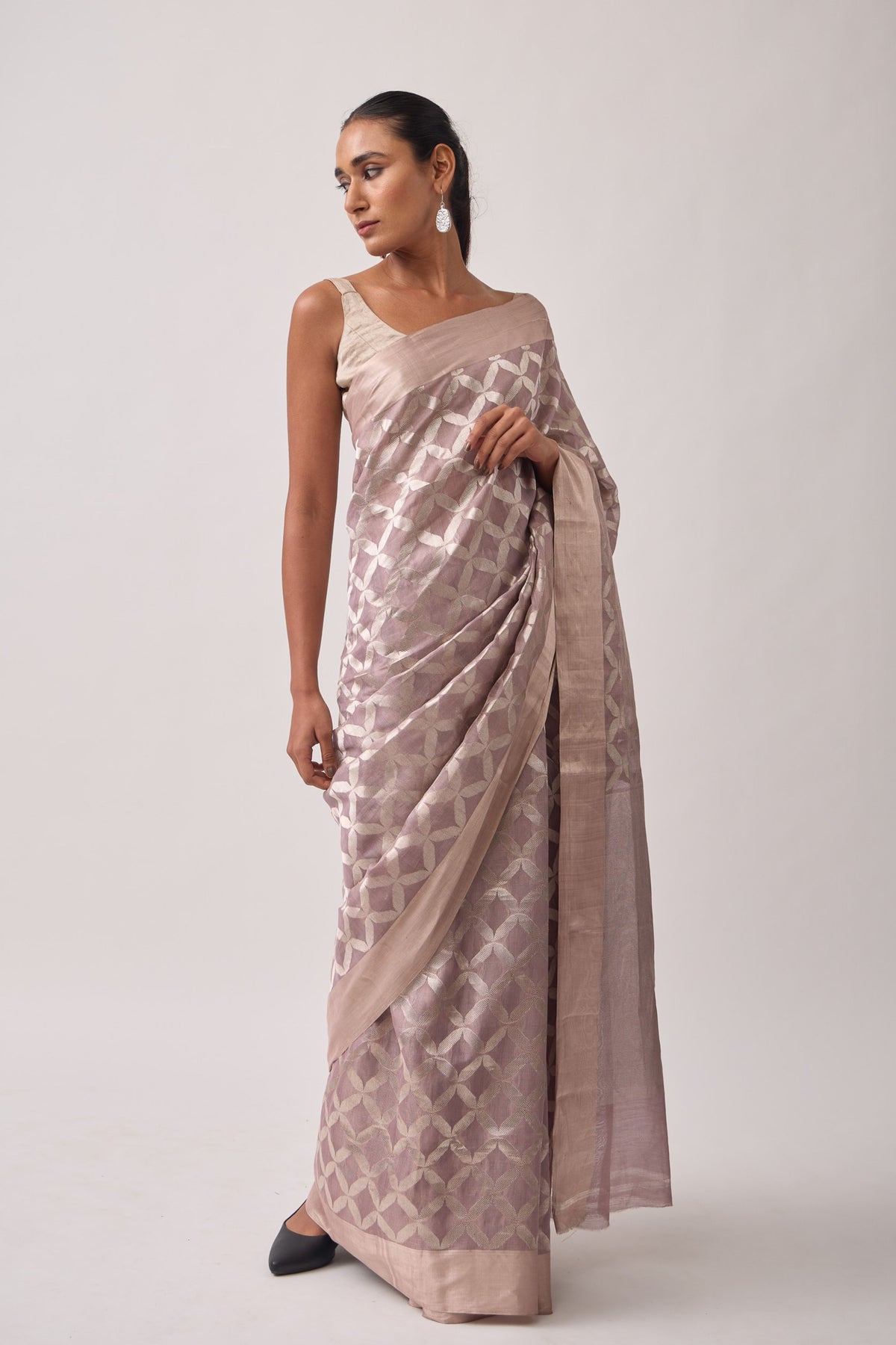 Mauve Chanderi Tissue Saree