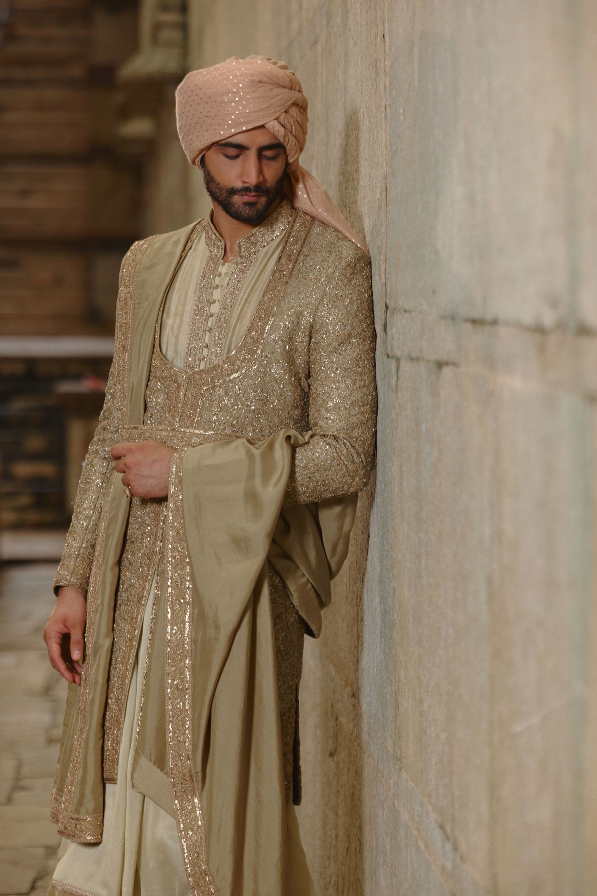 Olive Green Sherwani Set