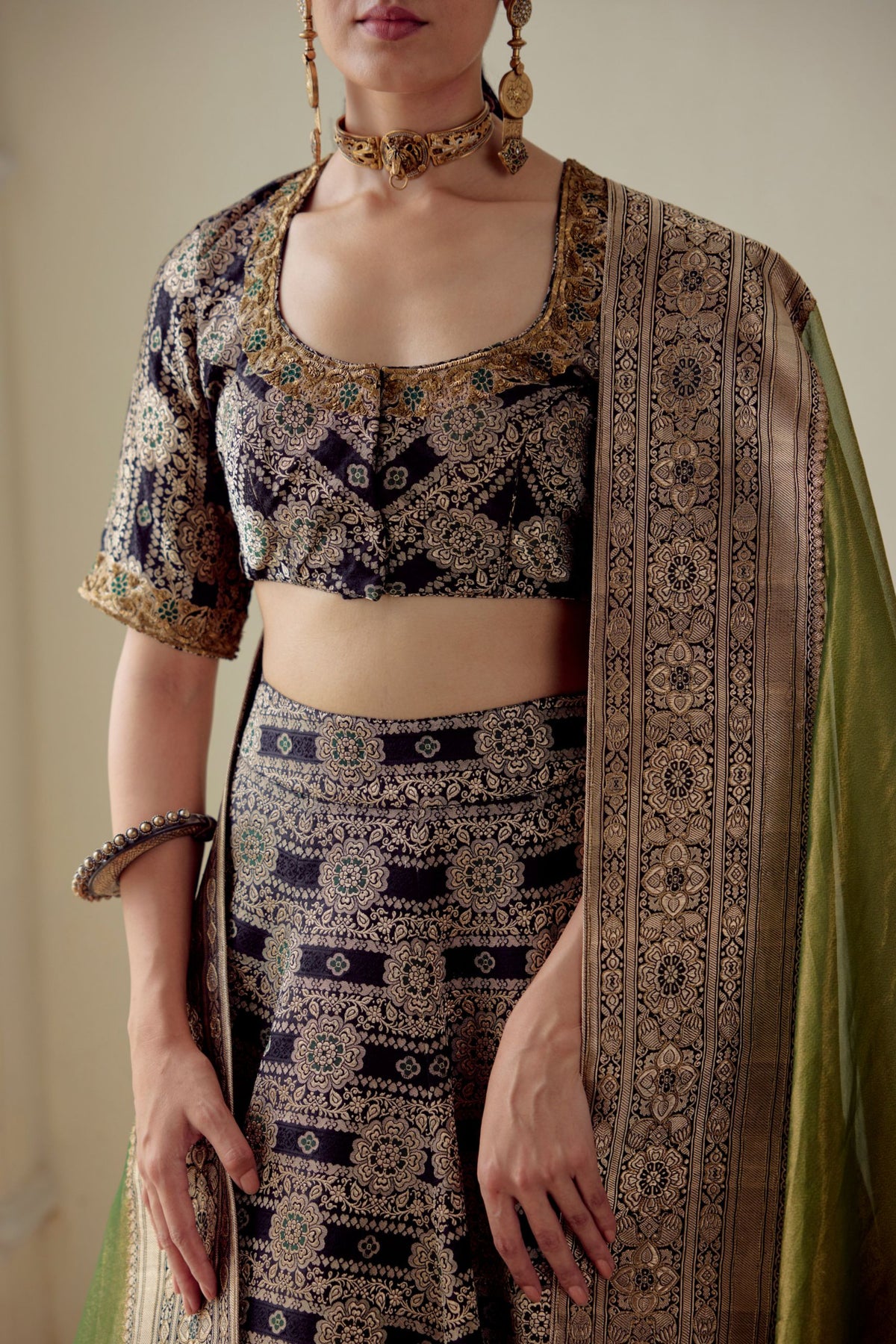 Udayati Silk Brocade Black Blouse