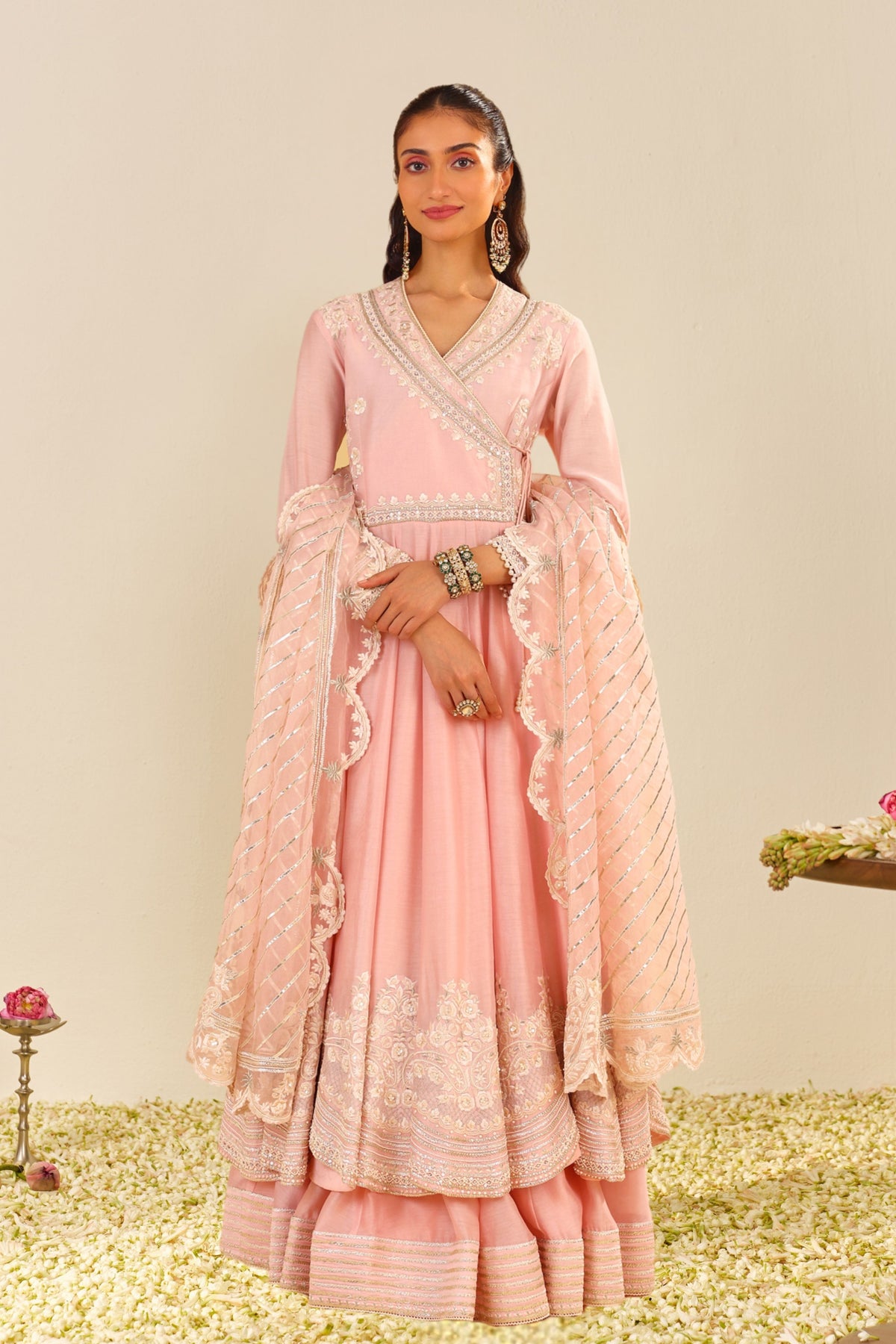 Blush Pink Anarkali With Skirt
