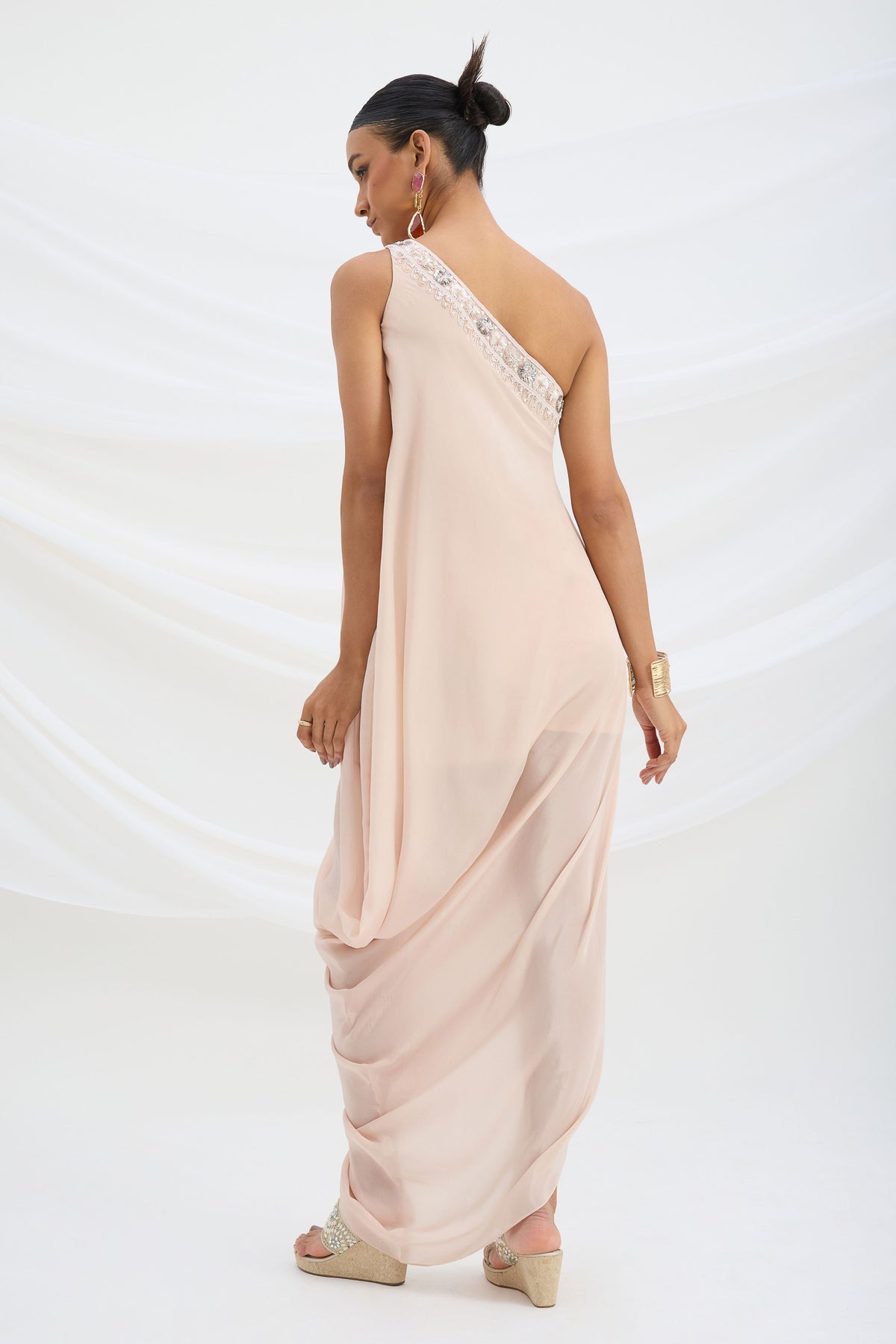 One Shoulder Drape Dress