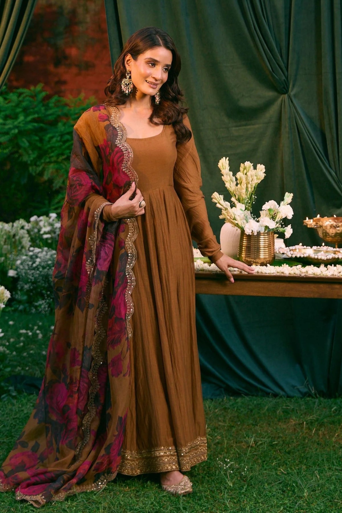 Mustard Anarkali Set