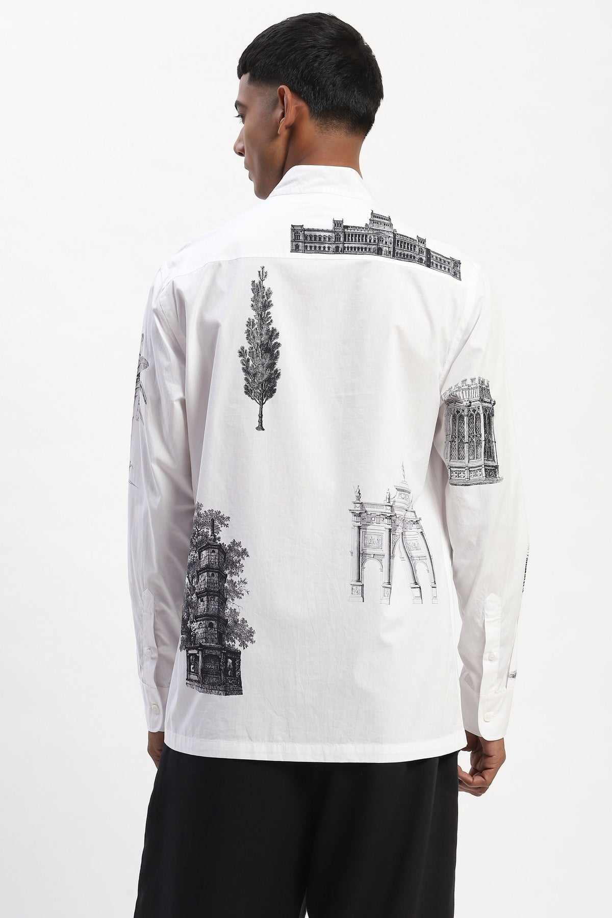 White Architecture Print Shirt