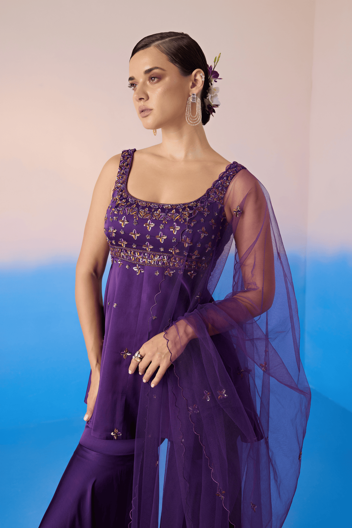 Royal Purple Sharara Set