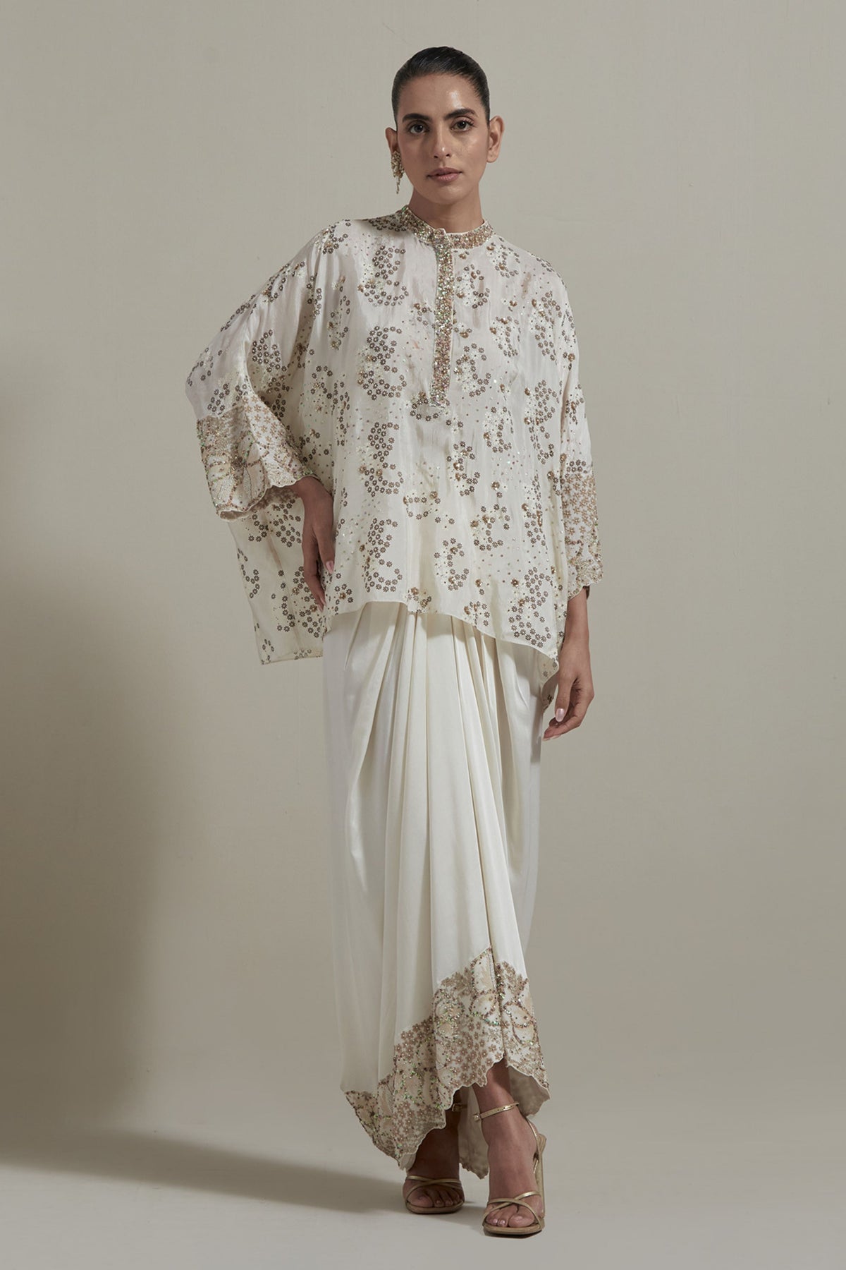 Ivory Kaftan Drape Skirt Set