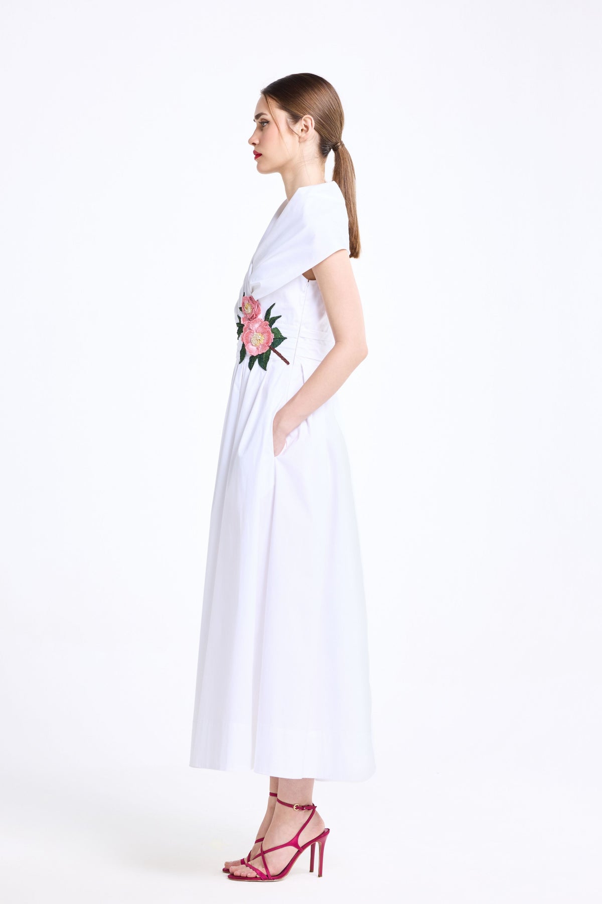 Fixed Waistband Midi Dress