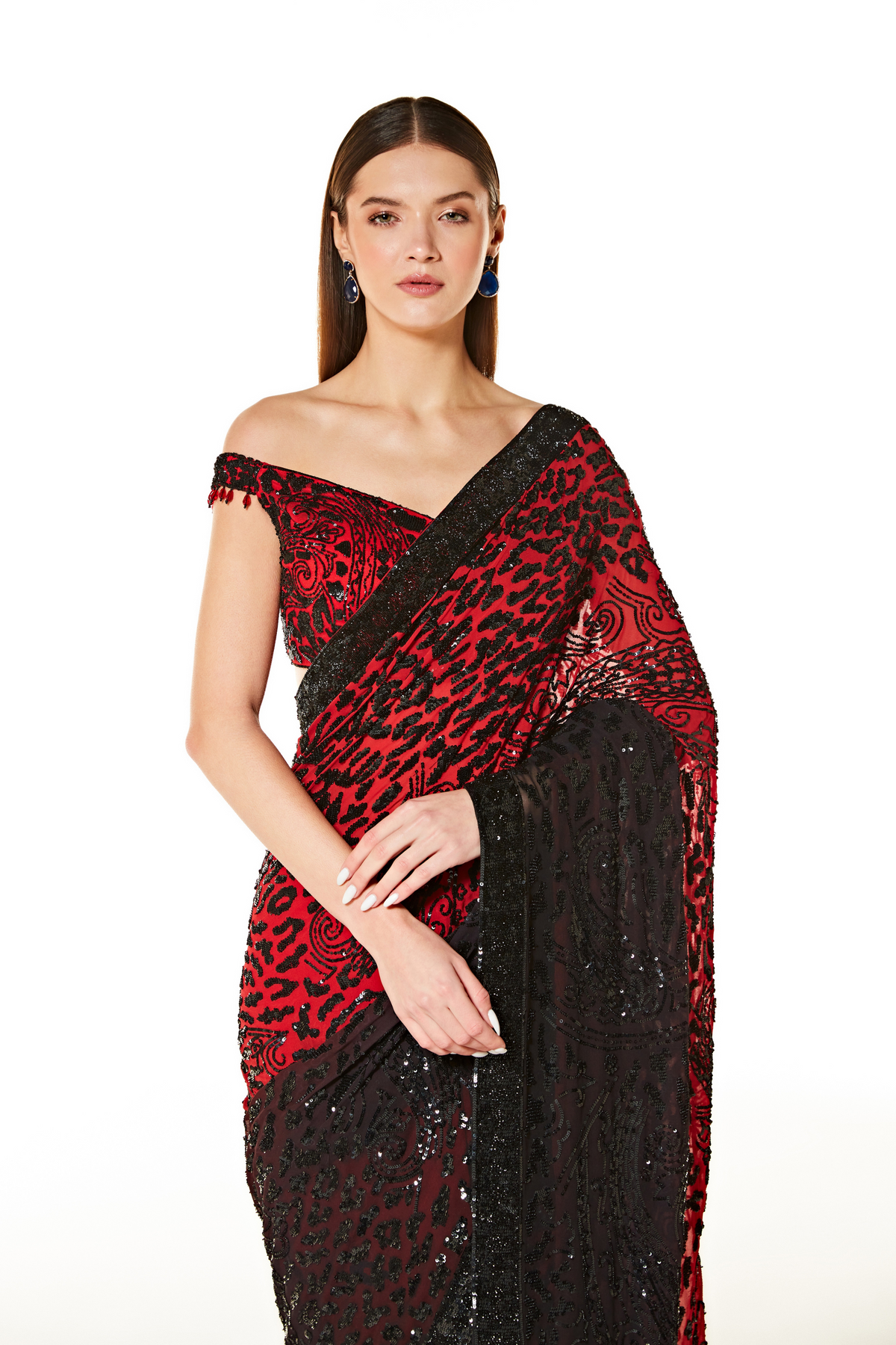 Black Zaynab Shaded Saree Set