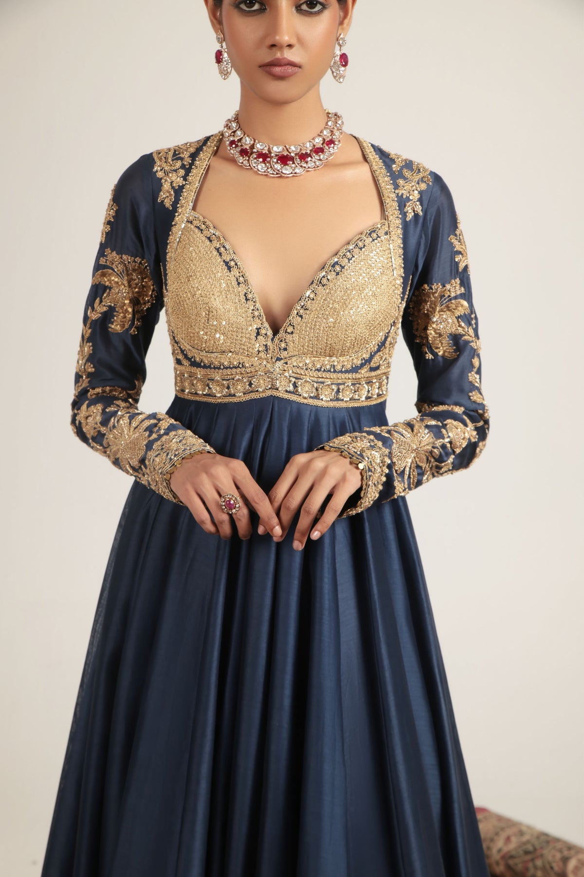 Blue Heavy Yoke Kalidar Set