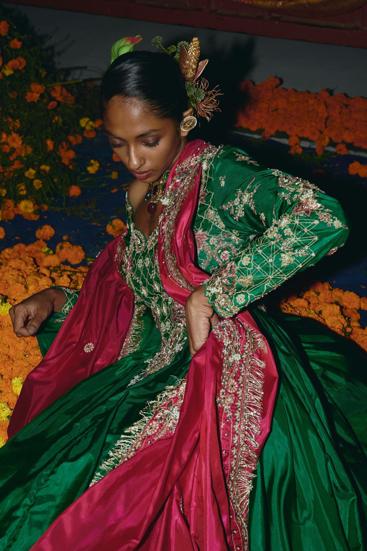 Green  Anarkali Set