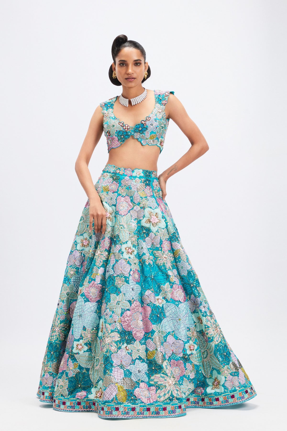 Cyanora Cyan Lehenga Set