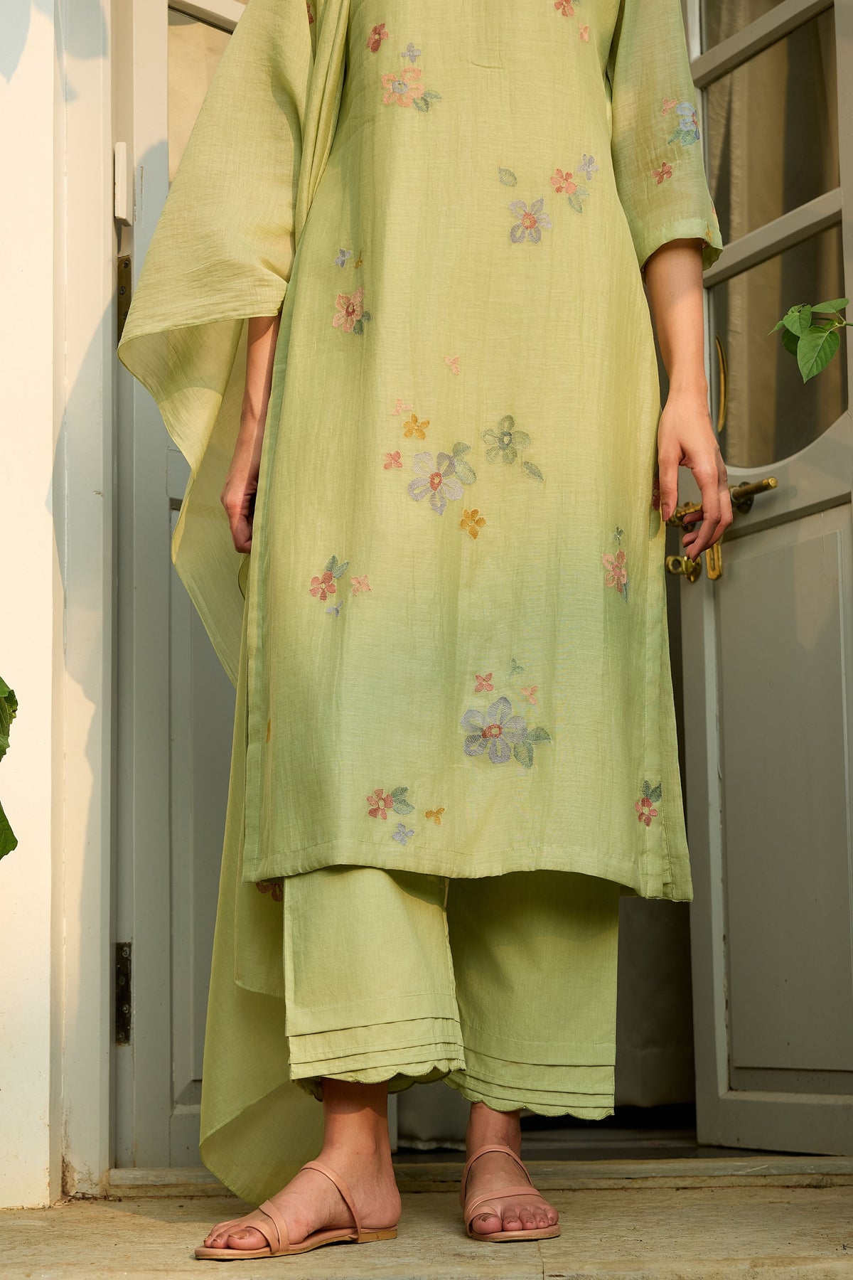 Lime Embroidered Kurta Set