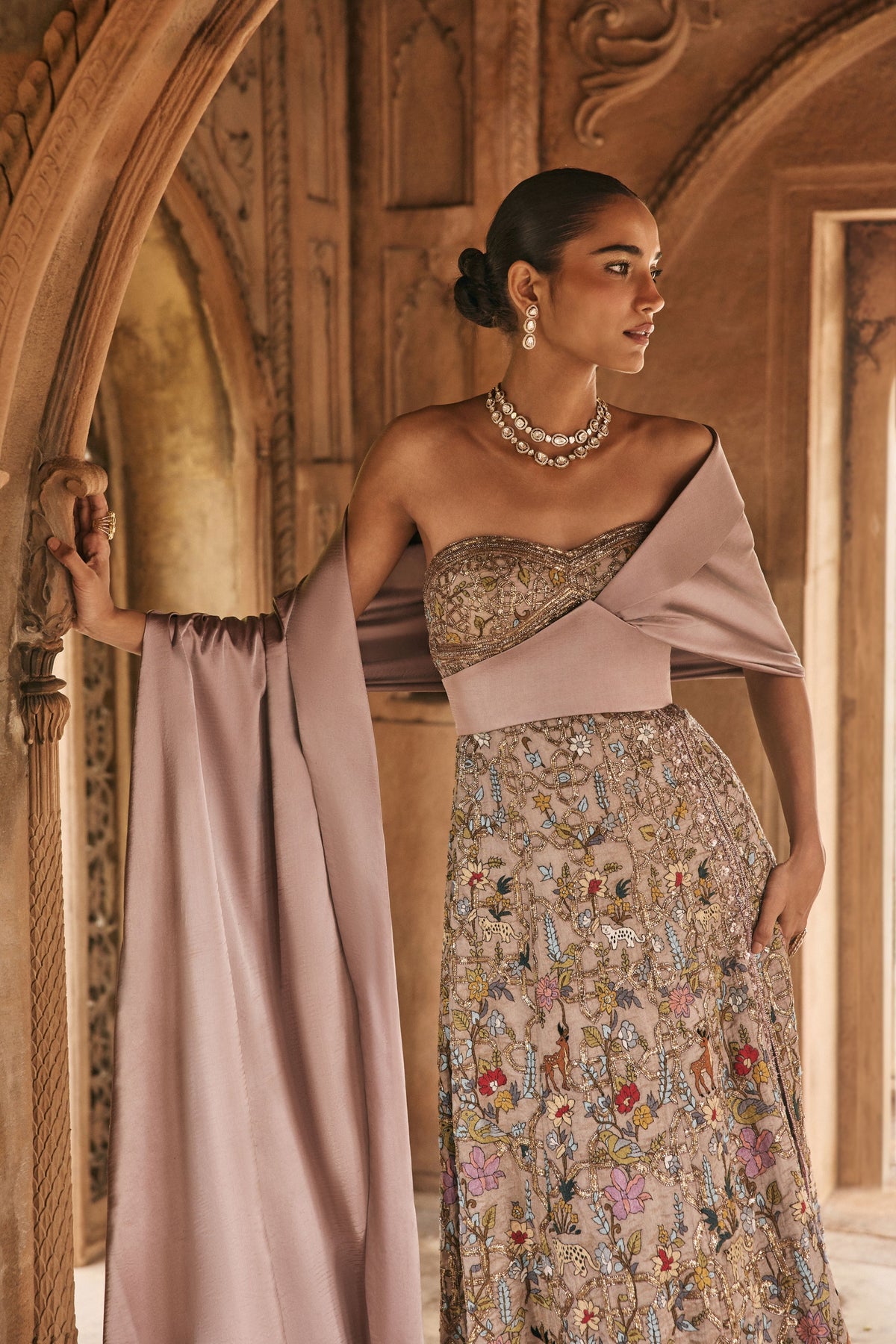 Embroidery Mauve Gown