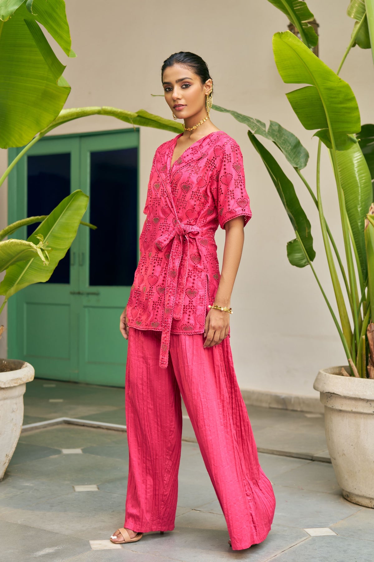 Fuschia Cutwork Co-ord Set