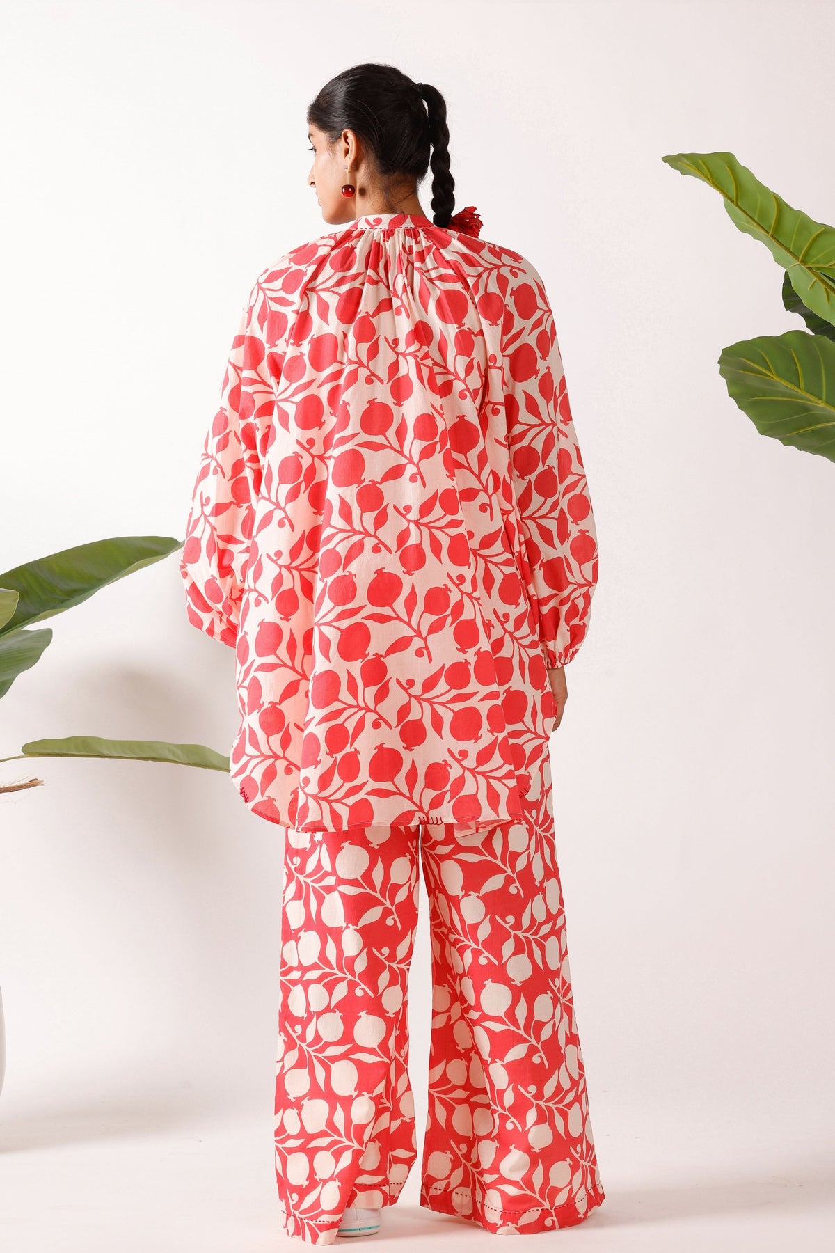 Coral Pomegranate Print Co-ord Set