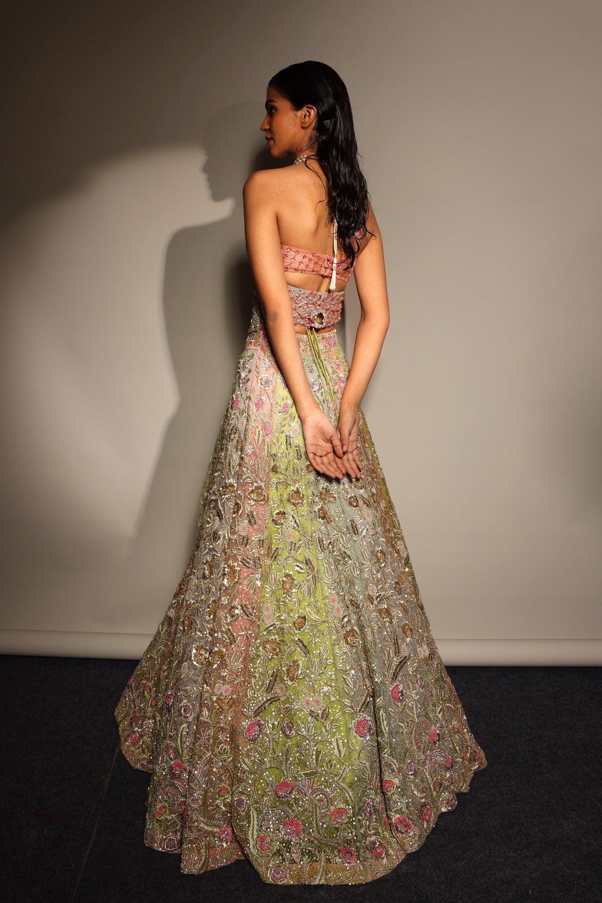 Satrangi Swarna Lehenga With Corset