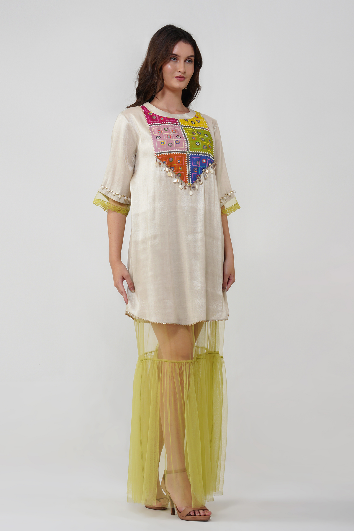 Mirrorwork Printed Maxi Dress