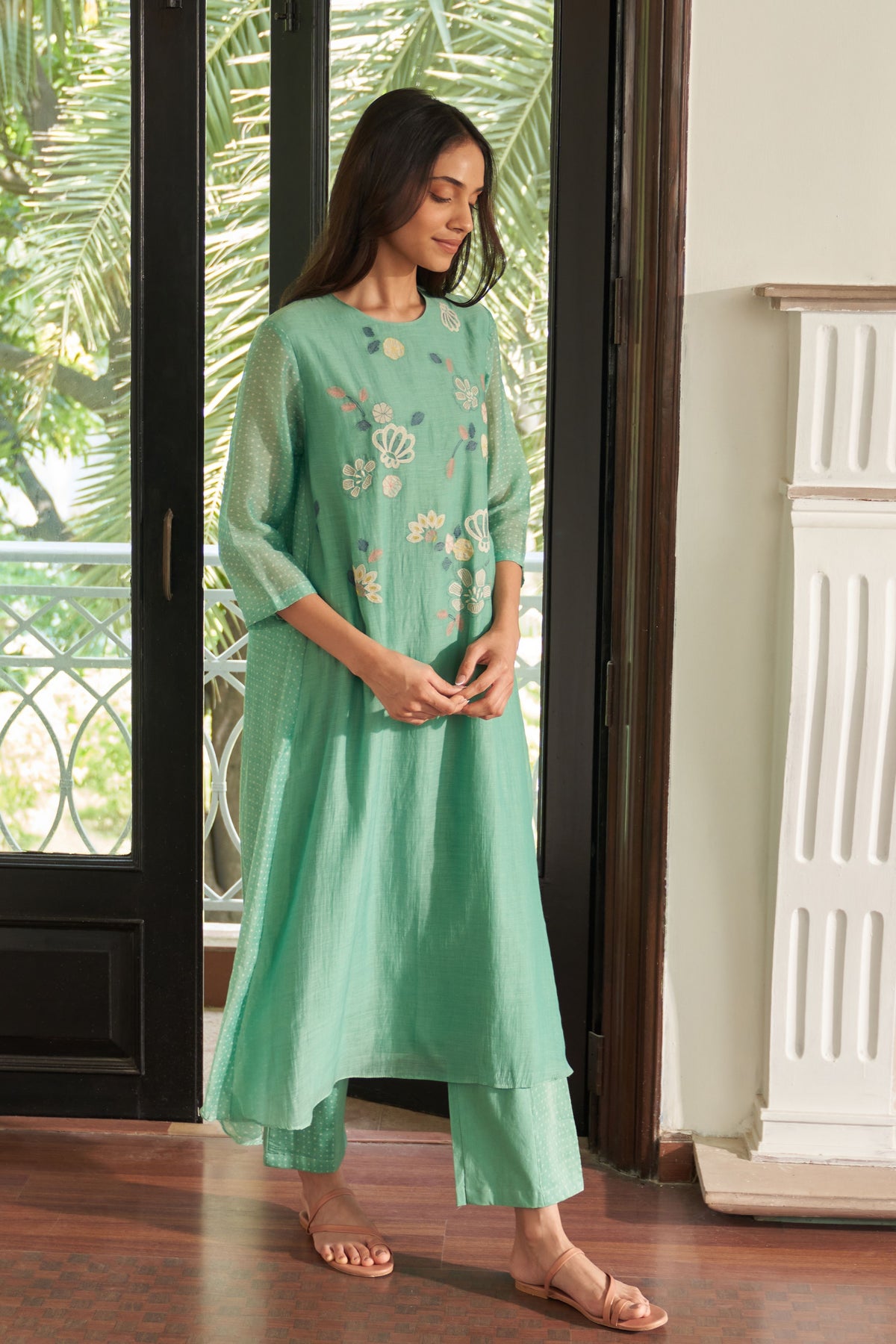 Mint Applique Kurta Set