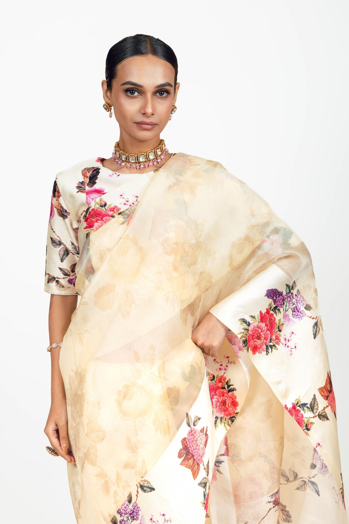 Nila Ivory  Organza Saree