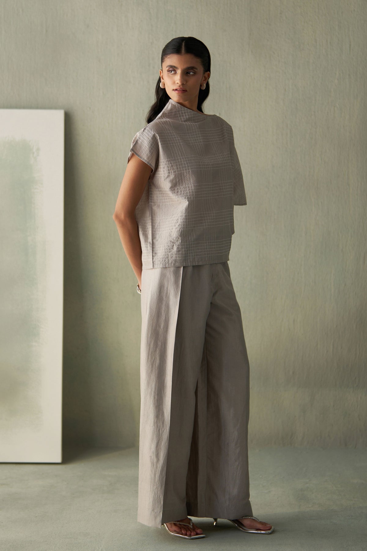 Steel Grey Silk Co-ord Set