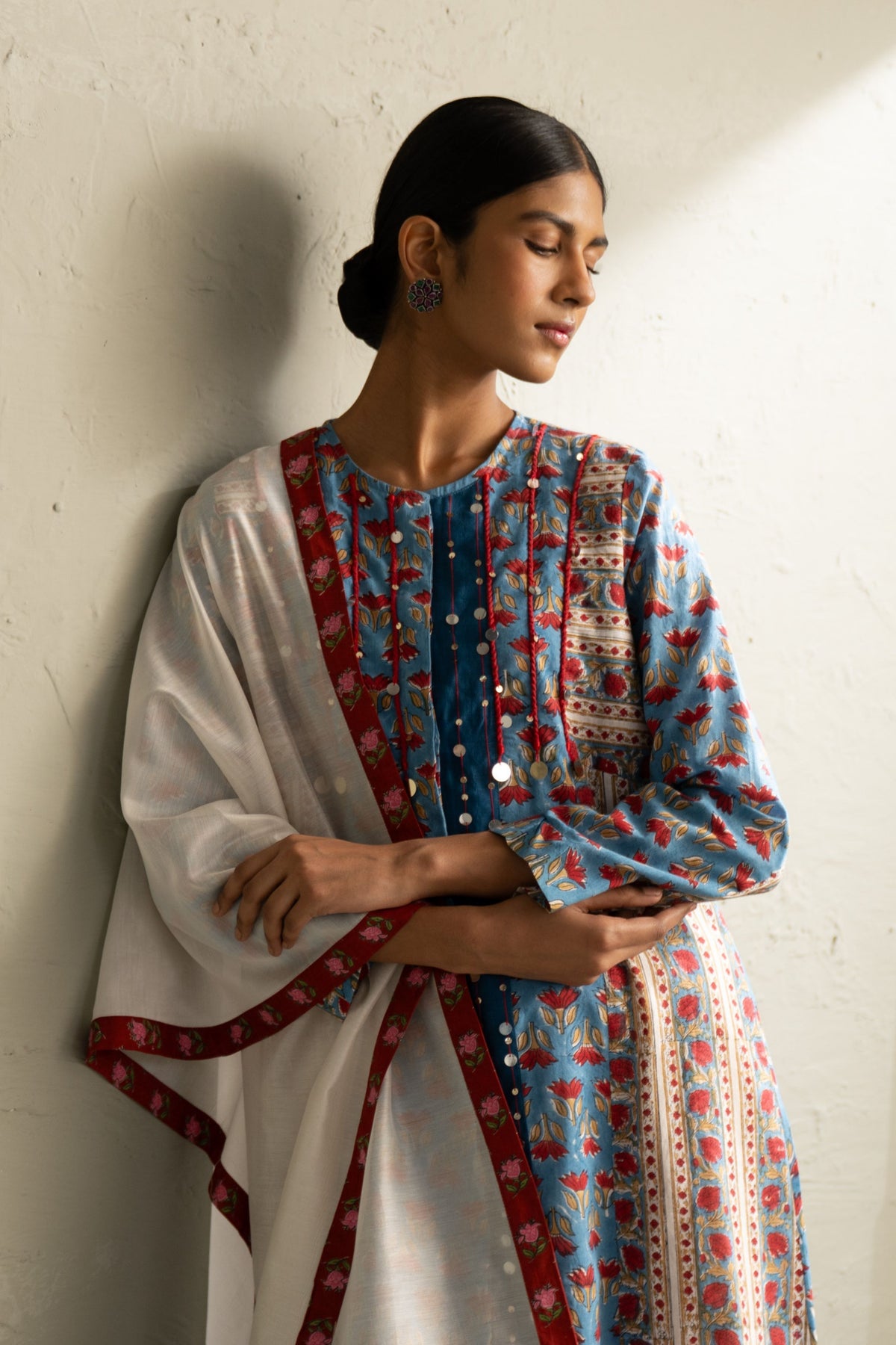 Blue Placket Kurta Set