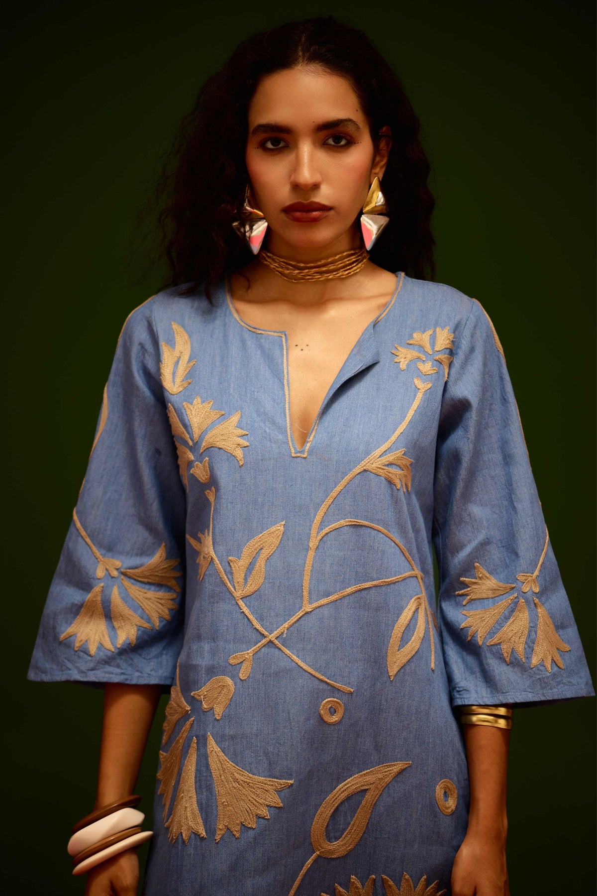 Blue Cotton Maxi Dress