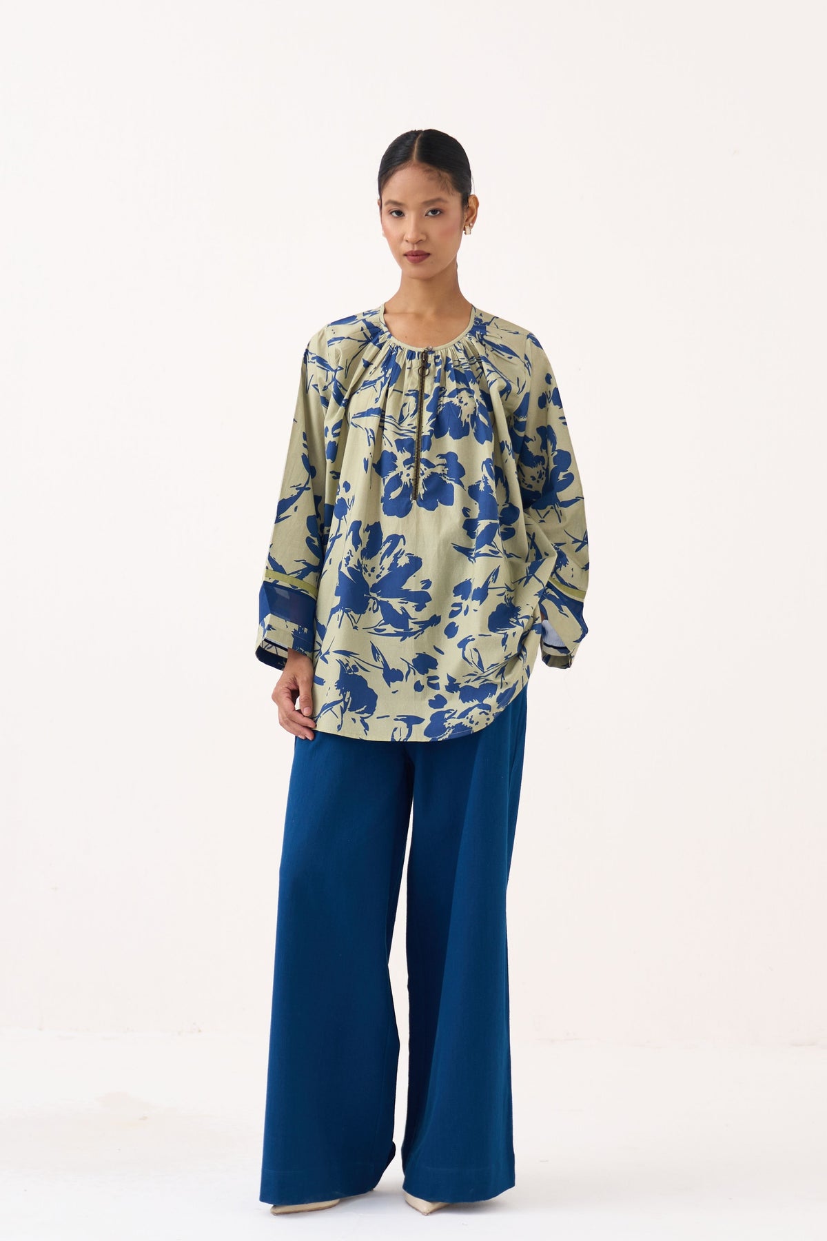 Wide Sleeve Gather Neck Co-Ord Set