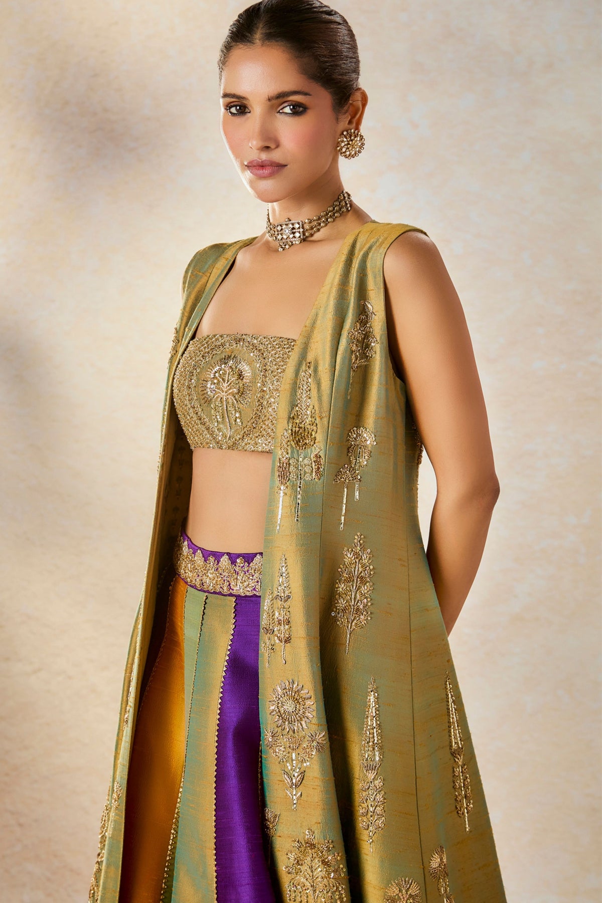 Kesar Varak Long Jacket Set