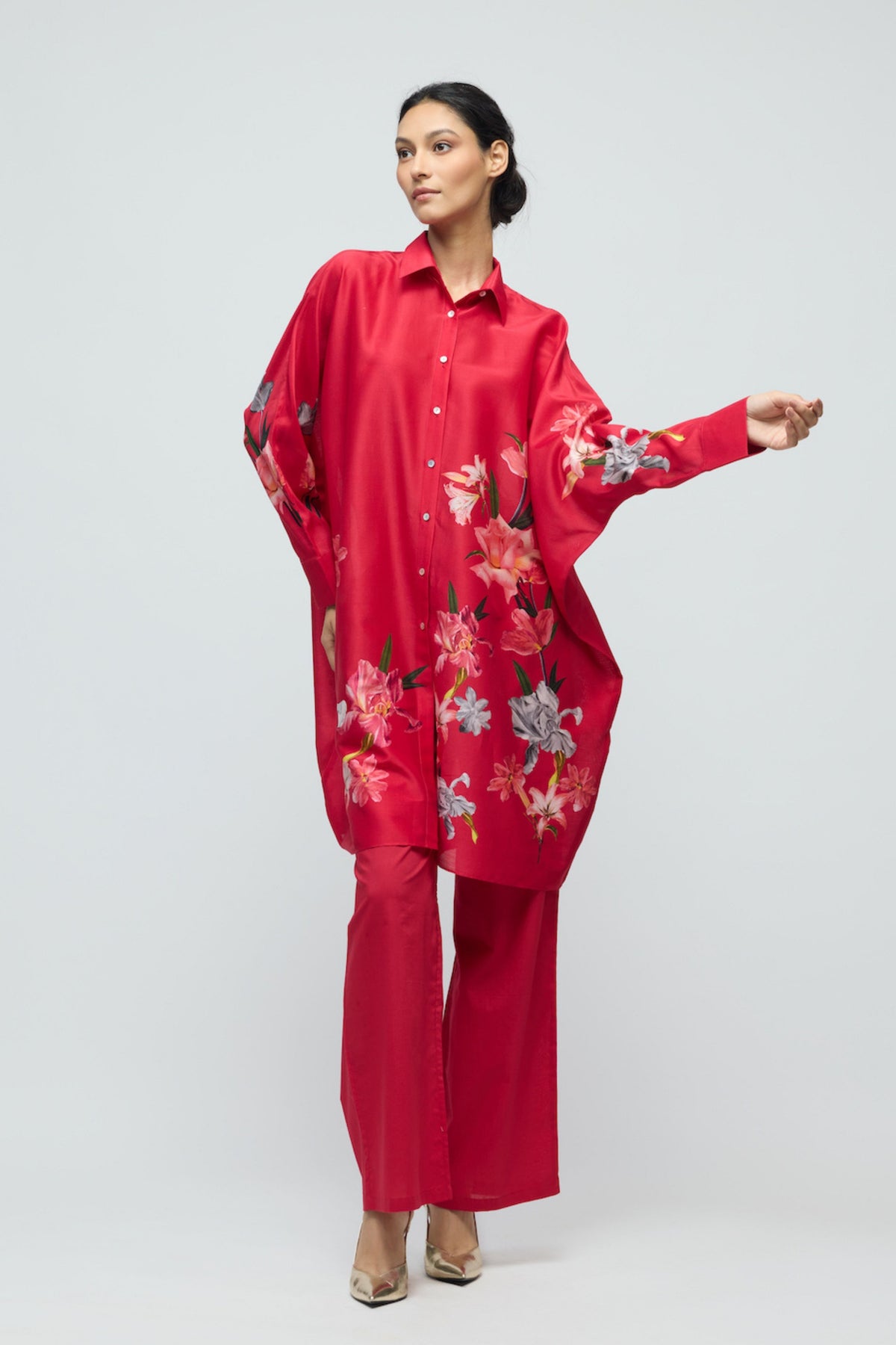 Floral Printed Chanderi Tunic