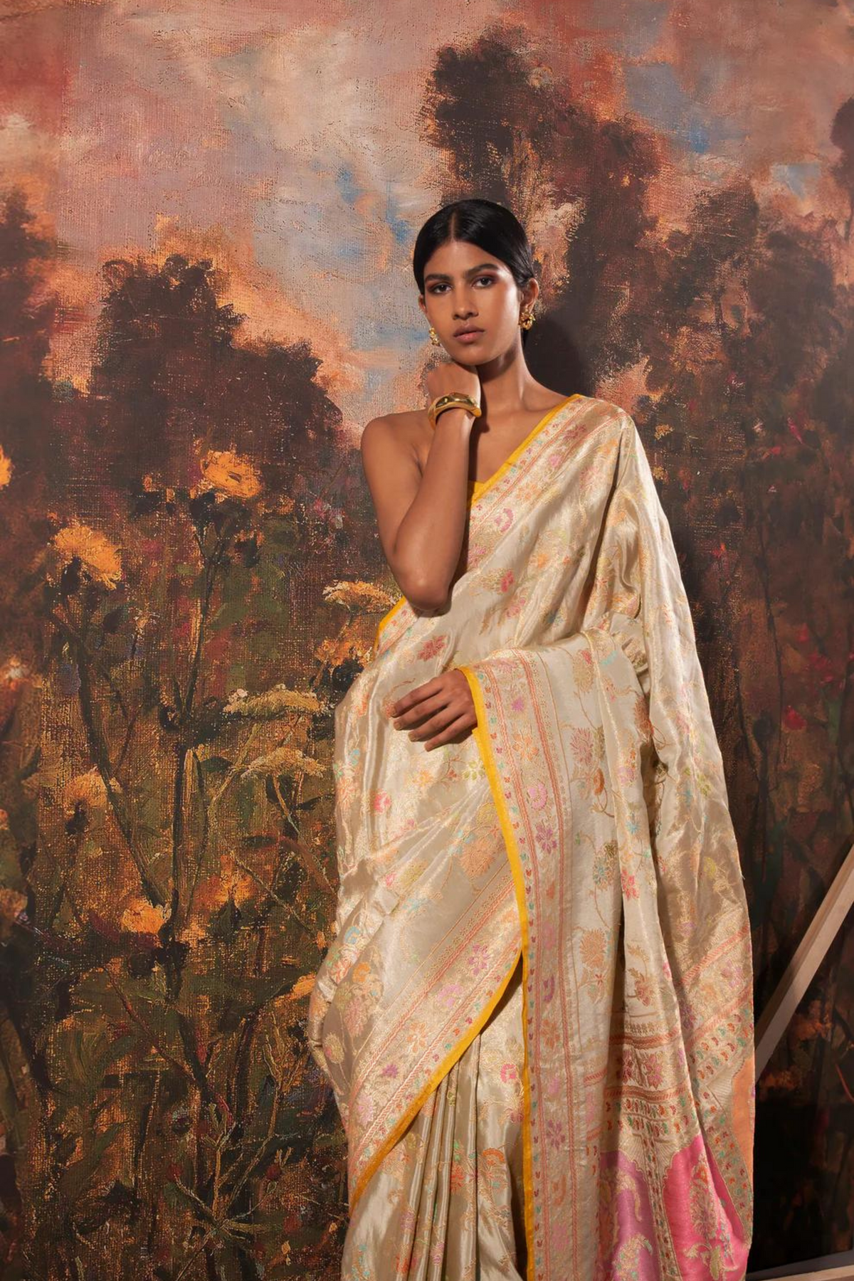 Handwoven Light Green Tissue Saree