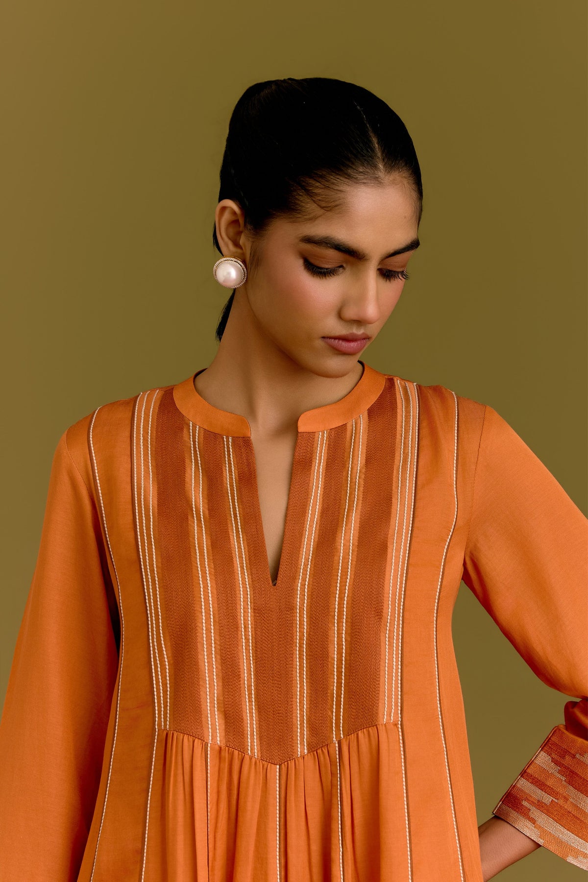 Orange Chanderi Kurta Set